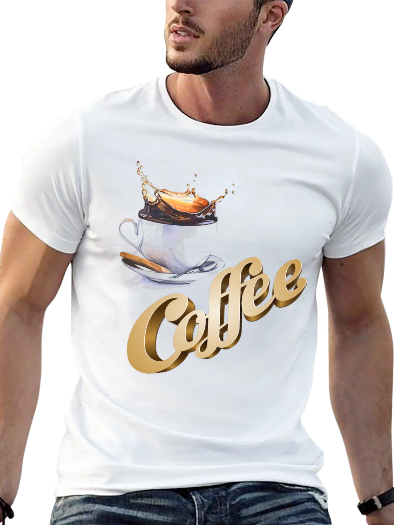 Coffee Splash Graphic T-Shirt - Premium Cotton Blend