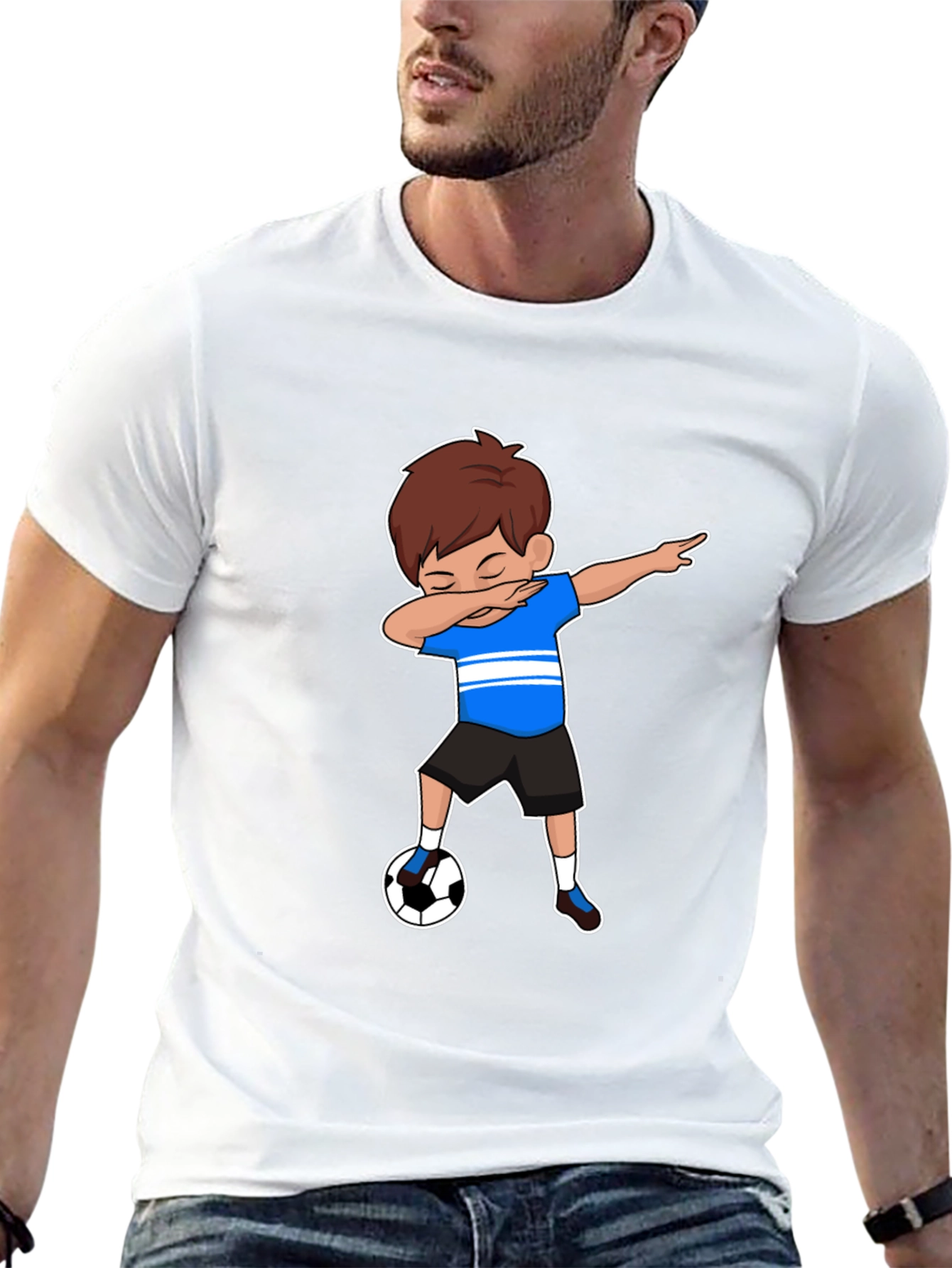 Boy Dabbing Soccer T-Shirt - Black