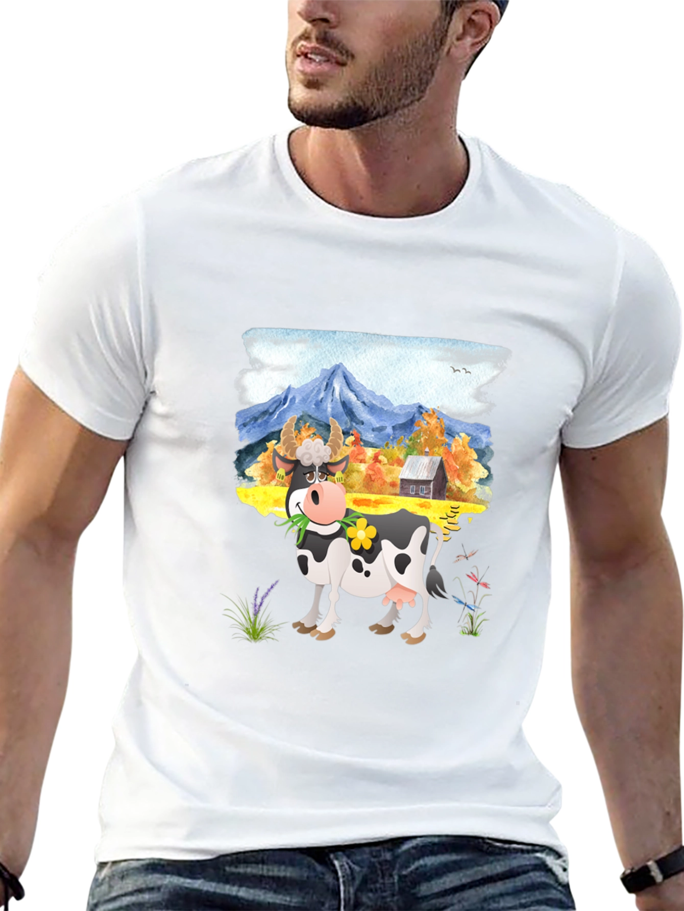 Cow Farm Landscape Graphic Tee