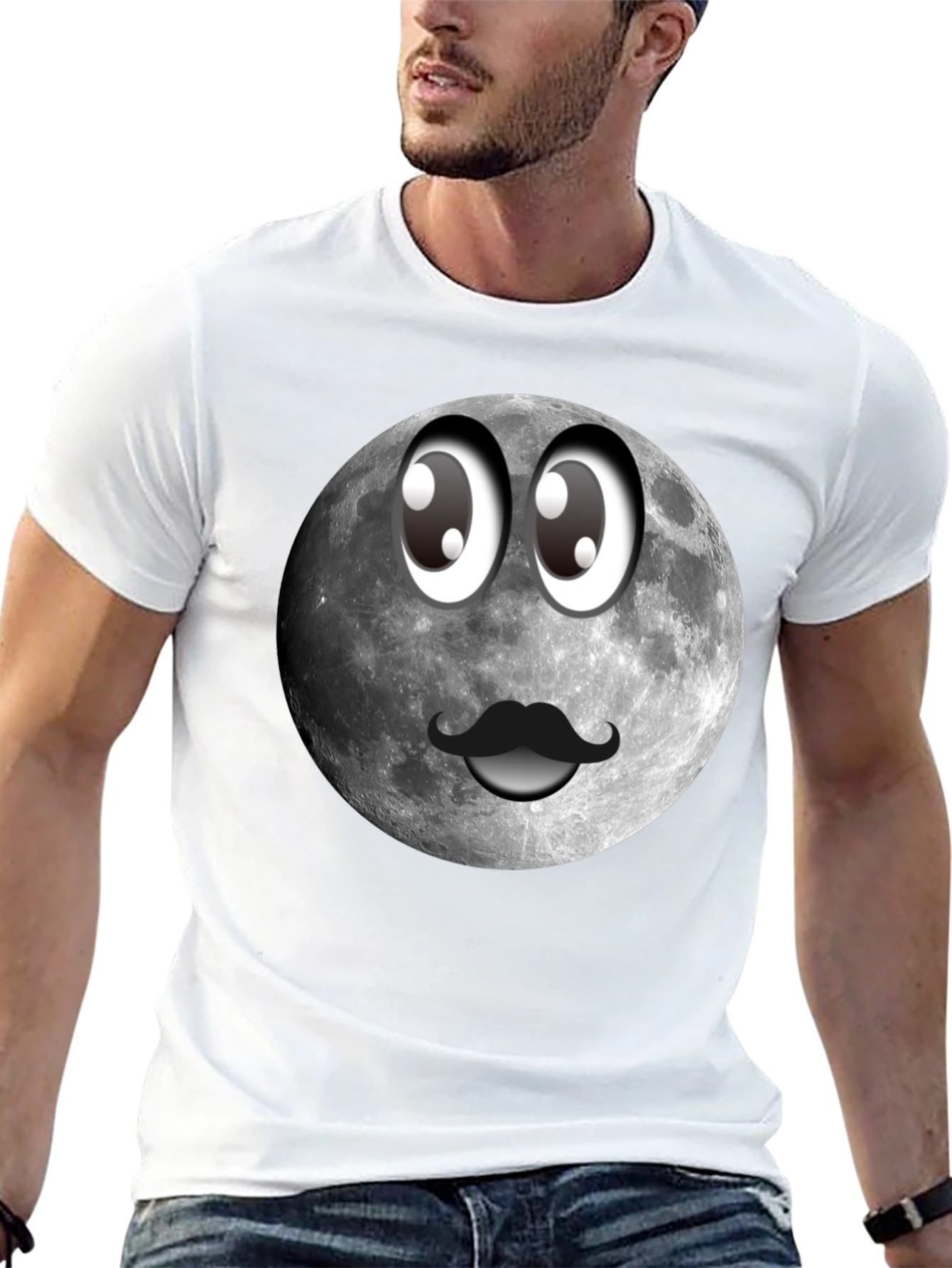 Funny Moon Face Graphic T-Shirt