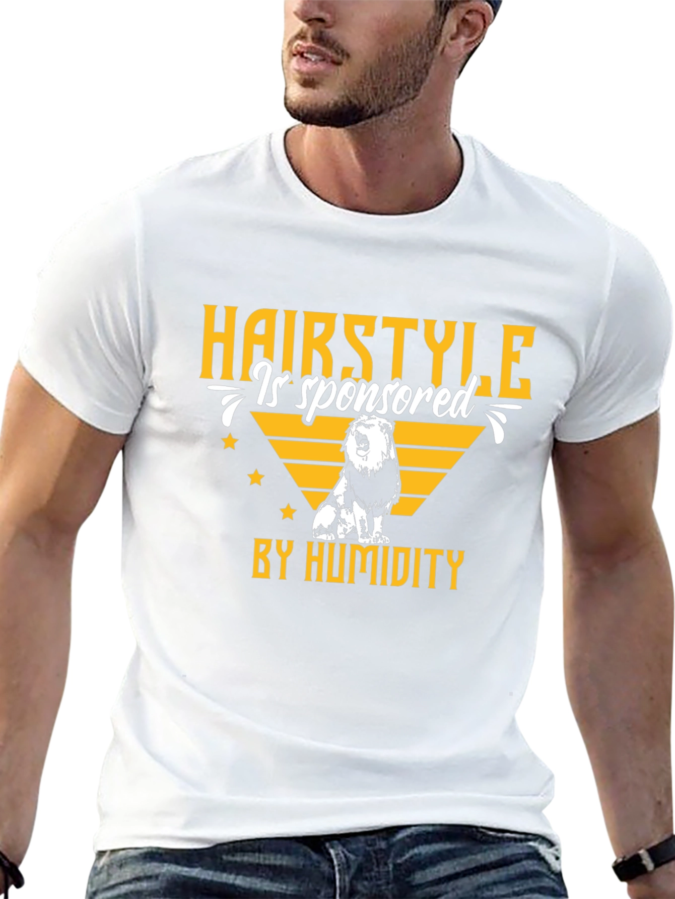 Humidity Lion Graphic T-Shirt - Funny Hair Style Tee