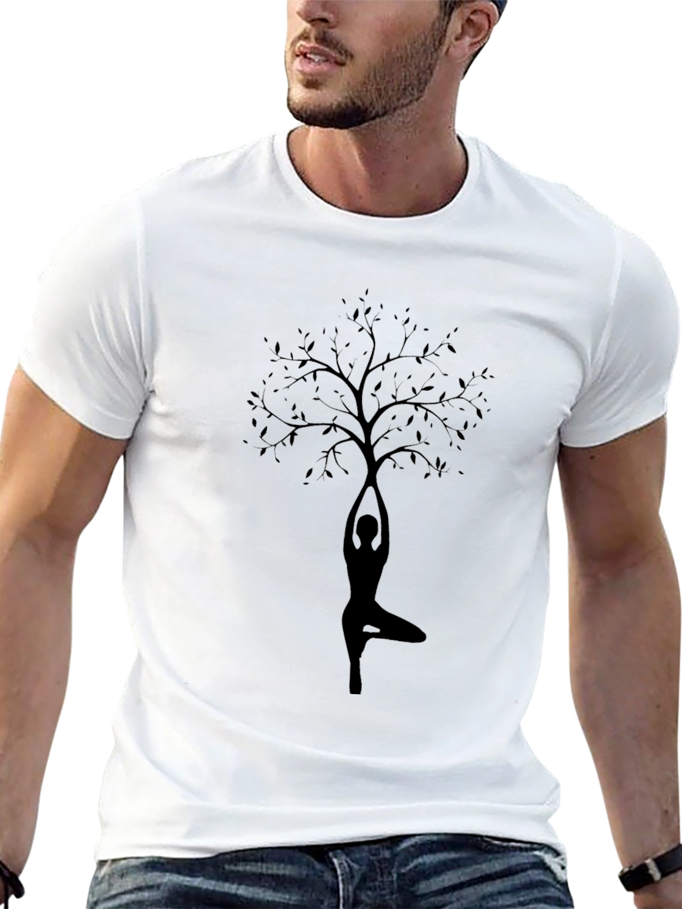 Yoga Tree Pose Graphic Tee - Black