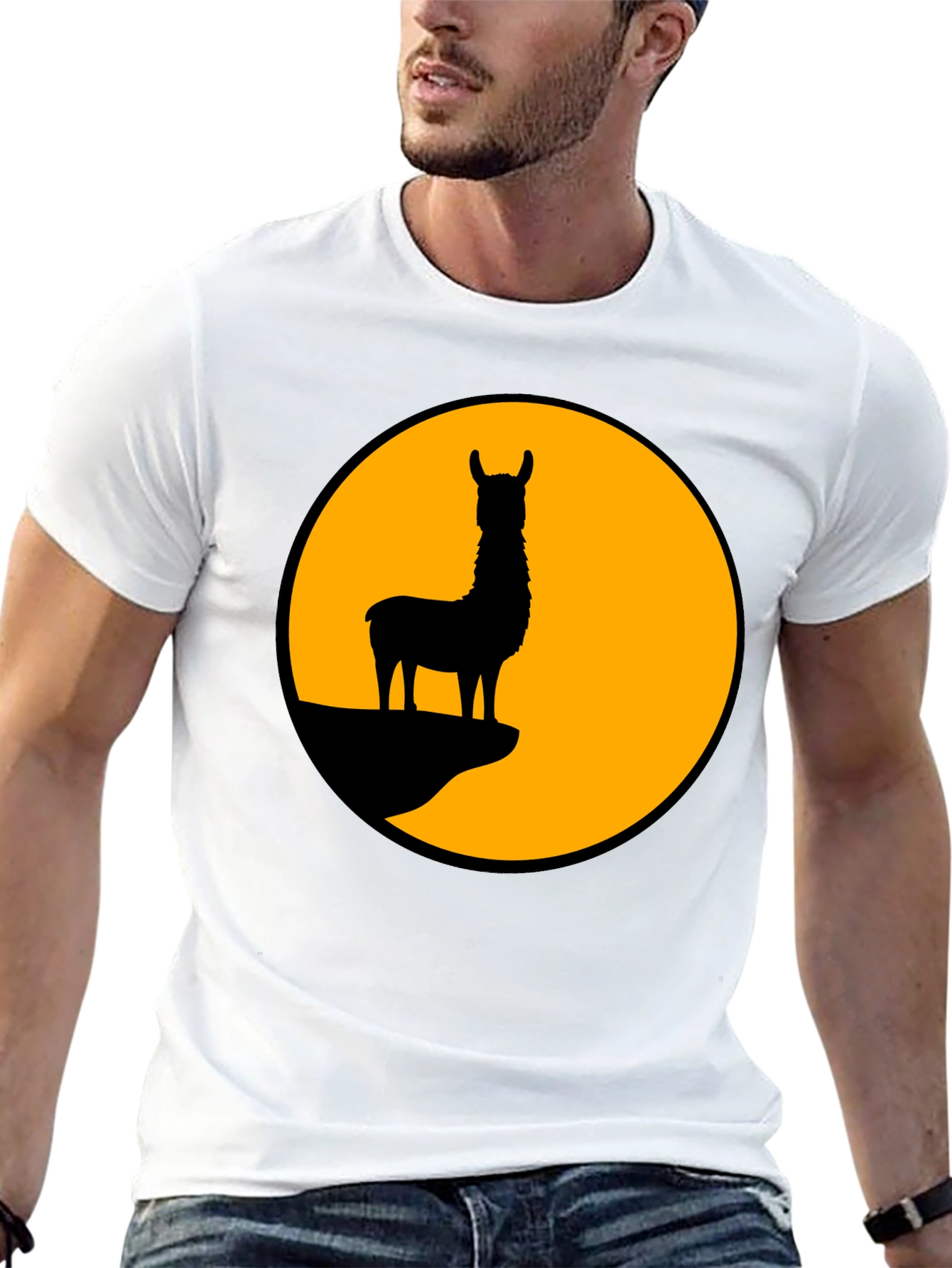 Llama Silhouette Graphic Tee - Black Cotton T-Shirt