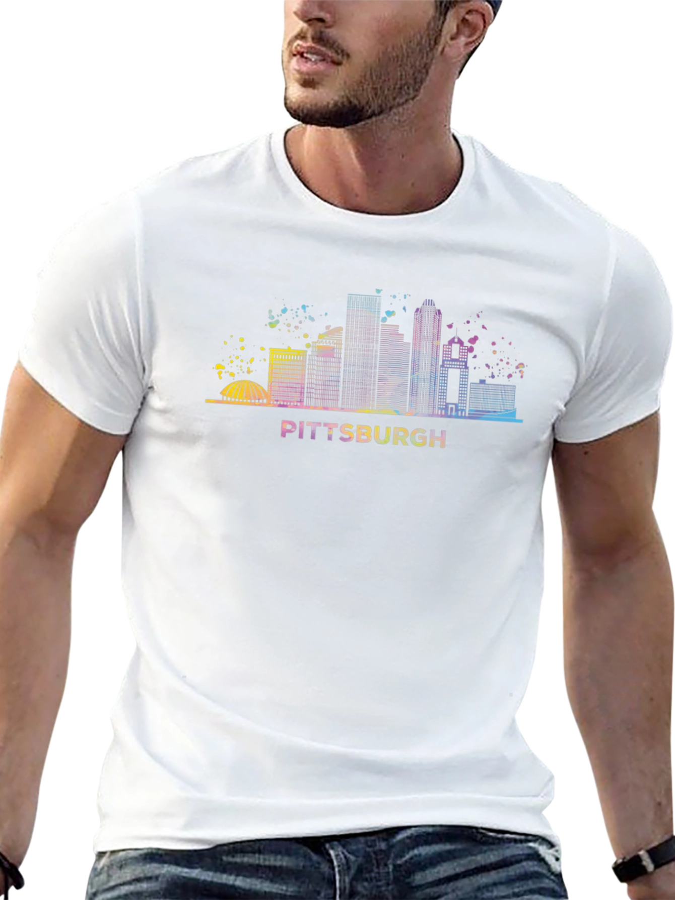 Pittsburgh Skyline Graphic Tee - Black Cotton T-Shirt