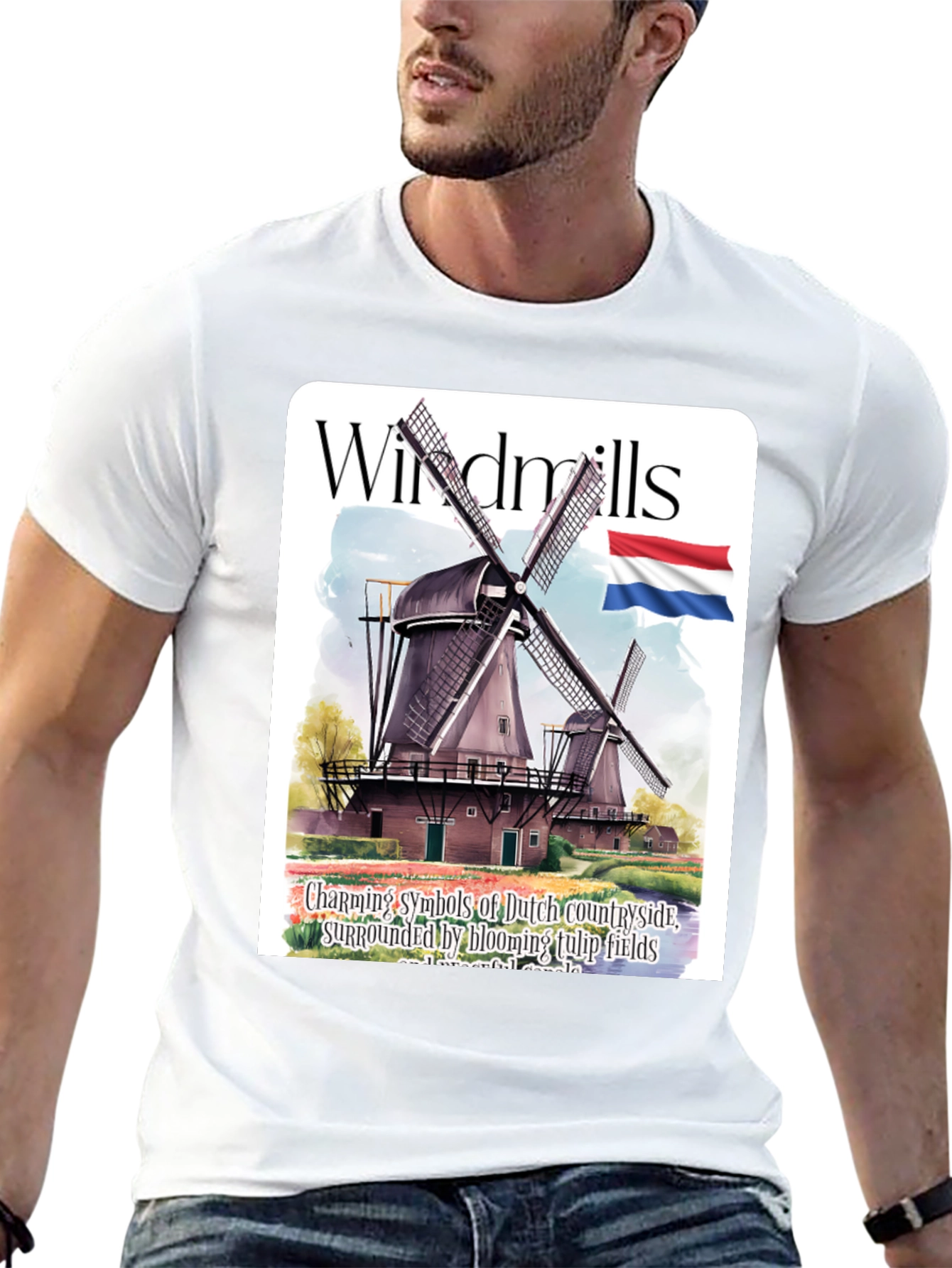 Dutch Windmill T-Shirt - Charming Countryside Tee