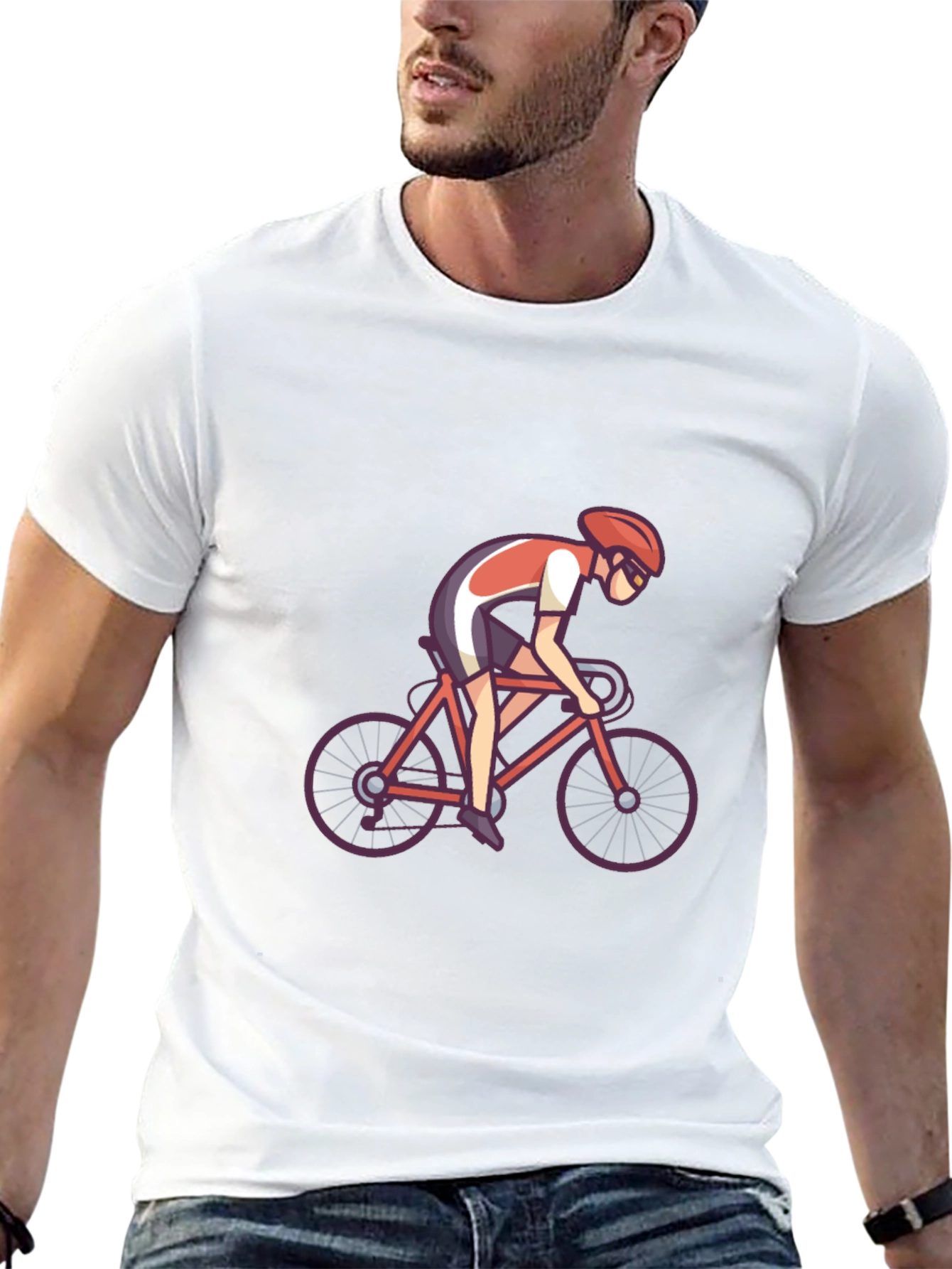 Black T-shirt with Cyclist Graphic