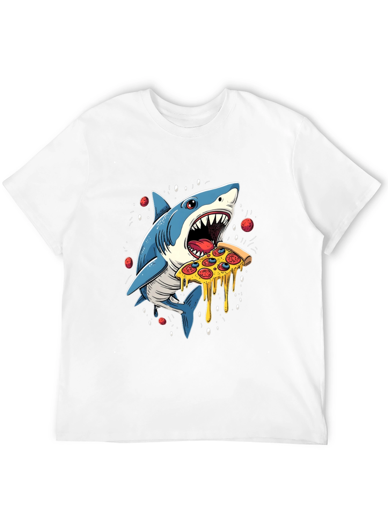 Shark Pizza T-Shirt - Novelty Graphic Tee