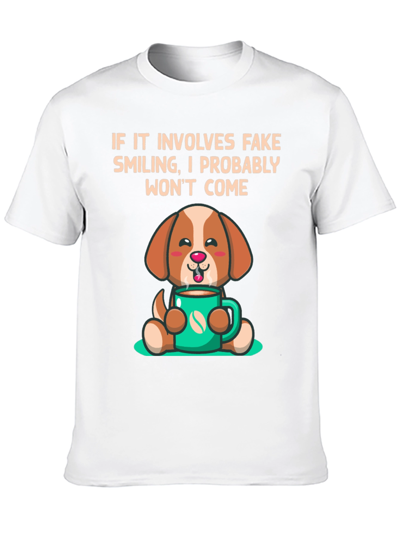 Cute Dog with Coffee T-Shirt - Funny Slogan