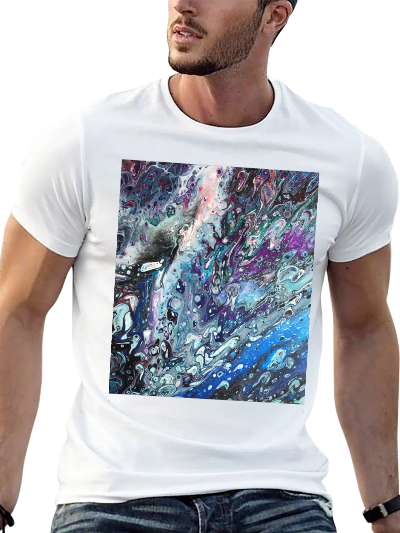 Abstract Art Graphic Tee - Modern Fluid Design