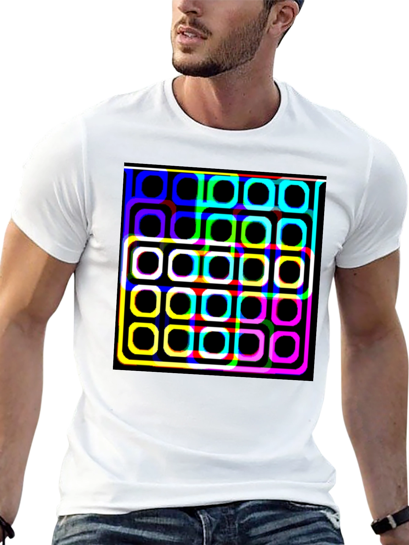 Retro Squares Black T-Shirt