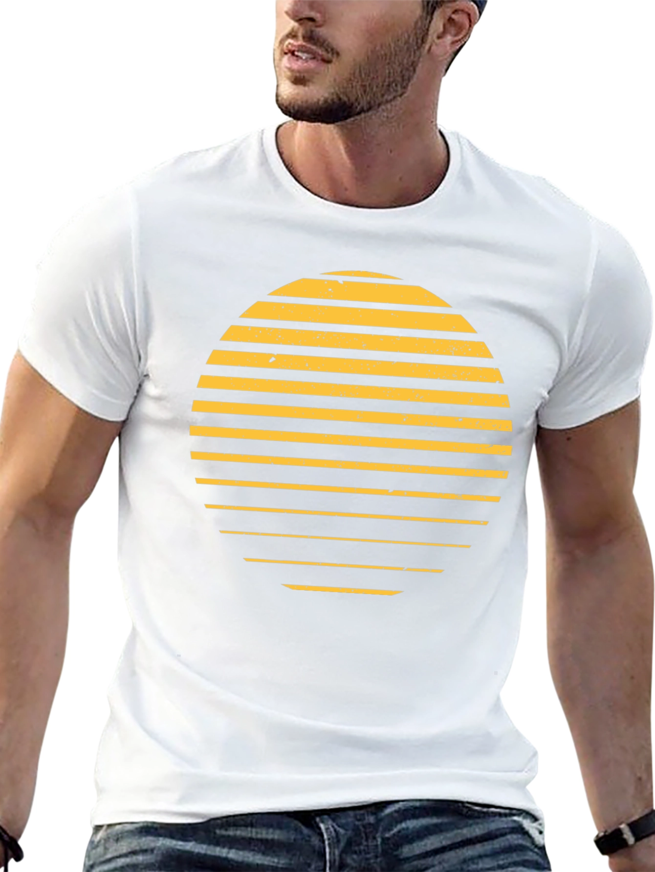 Retro Sunset Graphic T-Shirt - Stylish Black Tee