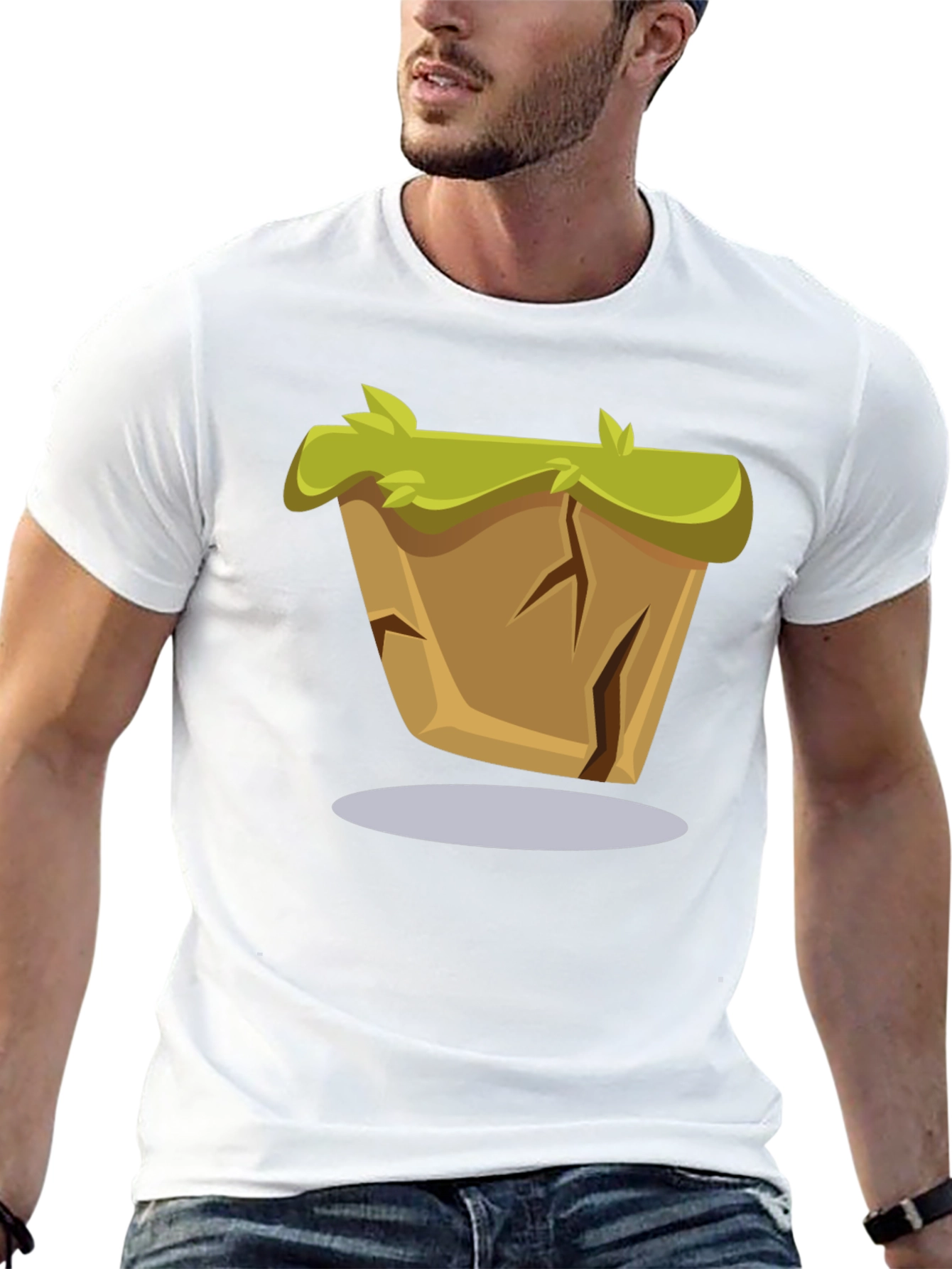 Cartoon Earth Block Graphic Tee - Stylish Unique Design