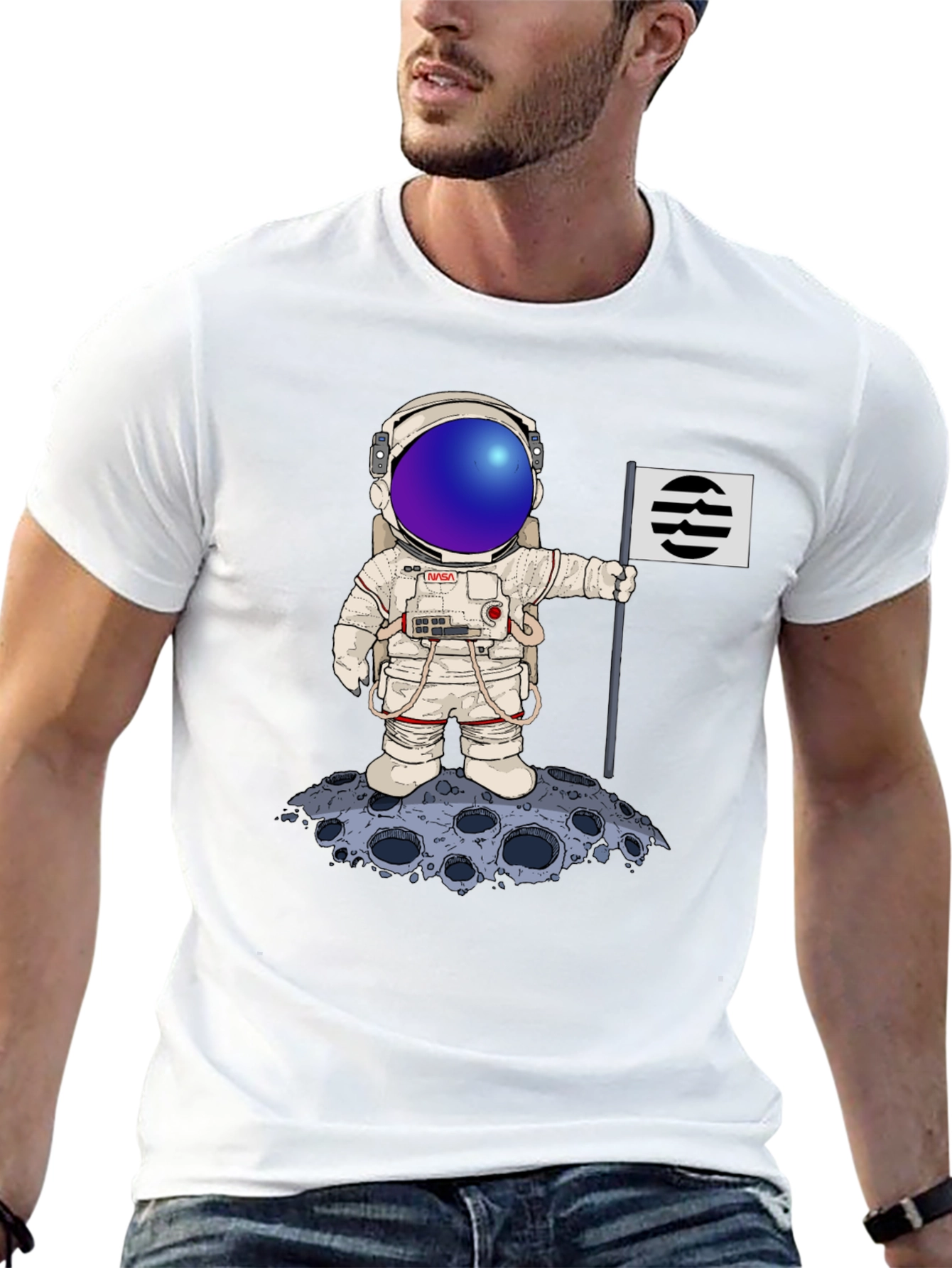 Astronaut Flag T-Shirt - Space Graphic Tee