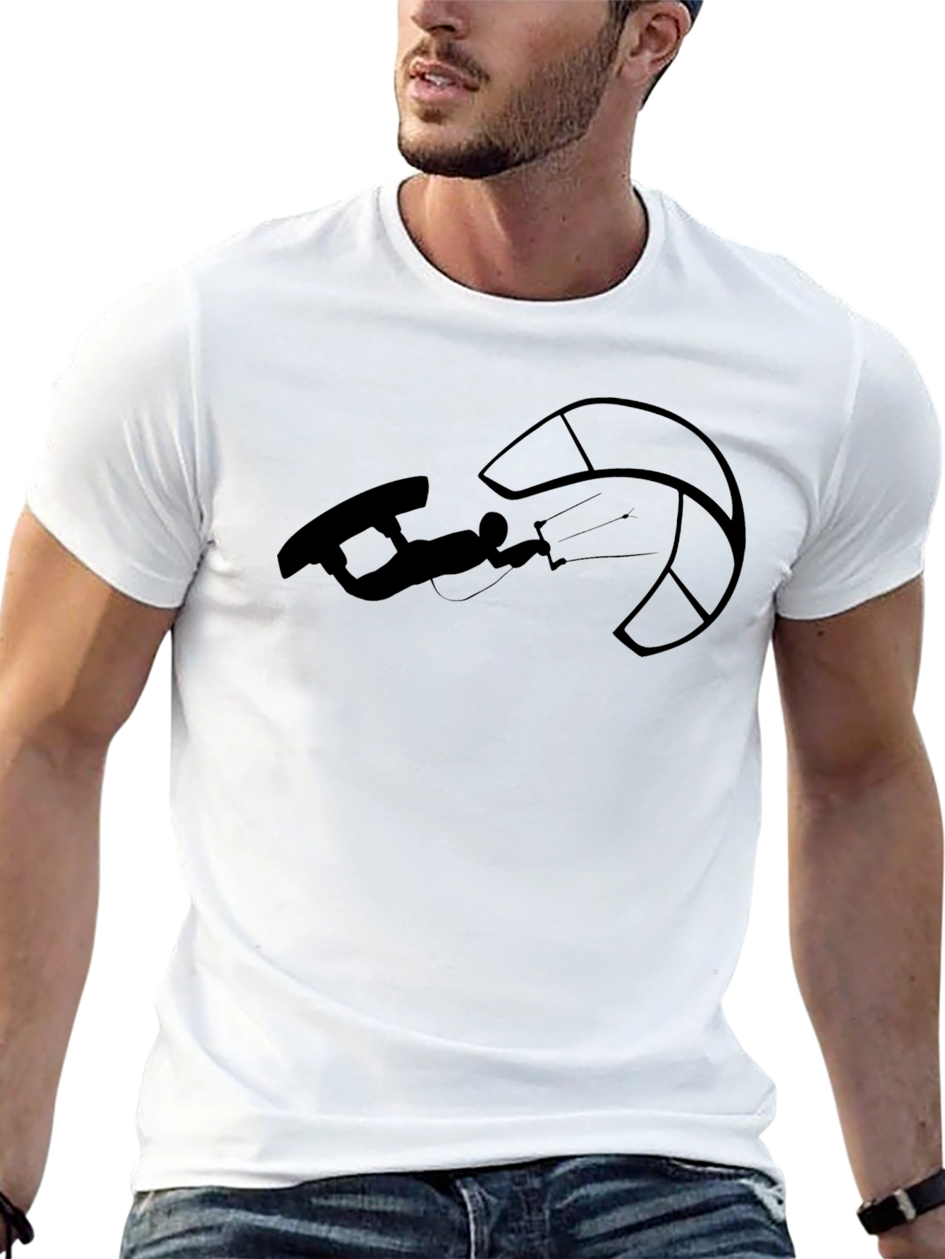 Kitesurfing Graphic Tee - Black Cotton
