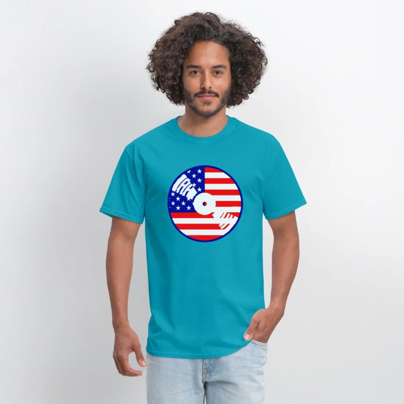 Cool USA Flag America Vinyl Music Record DJ Party