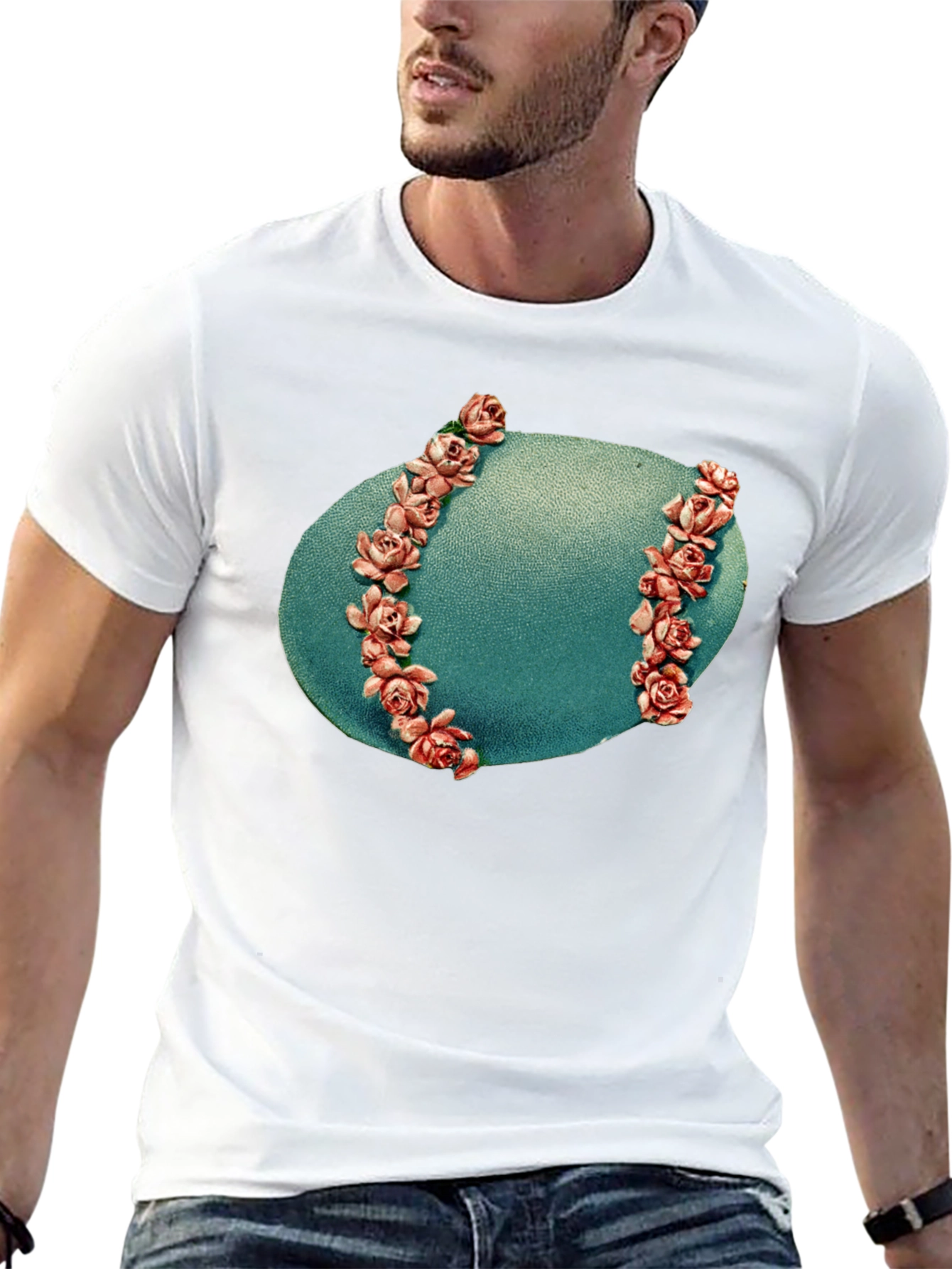 Floral Baseball Graphic Black T-Shirt