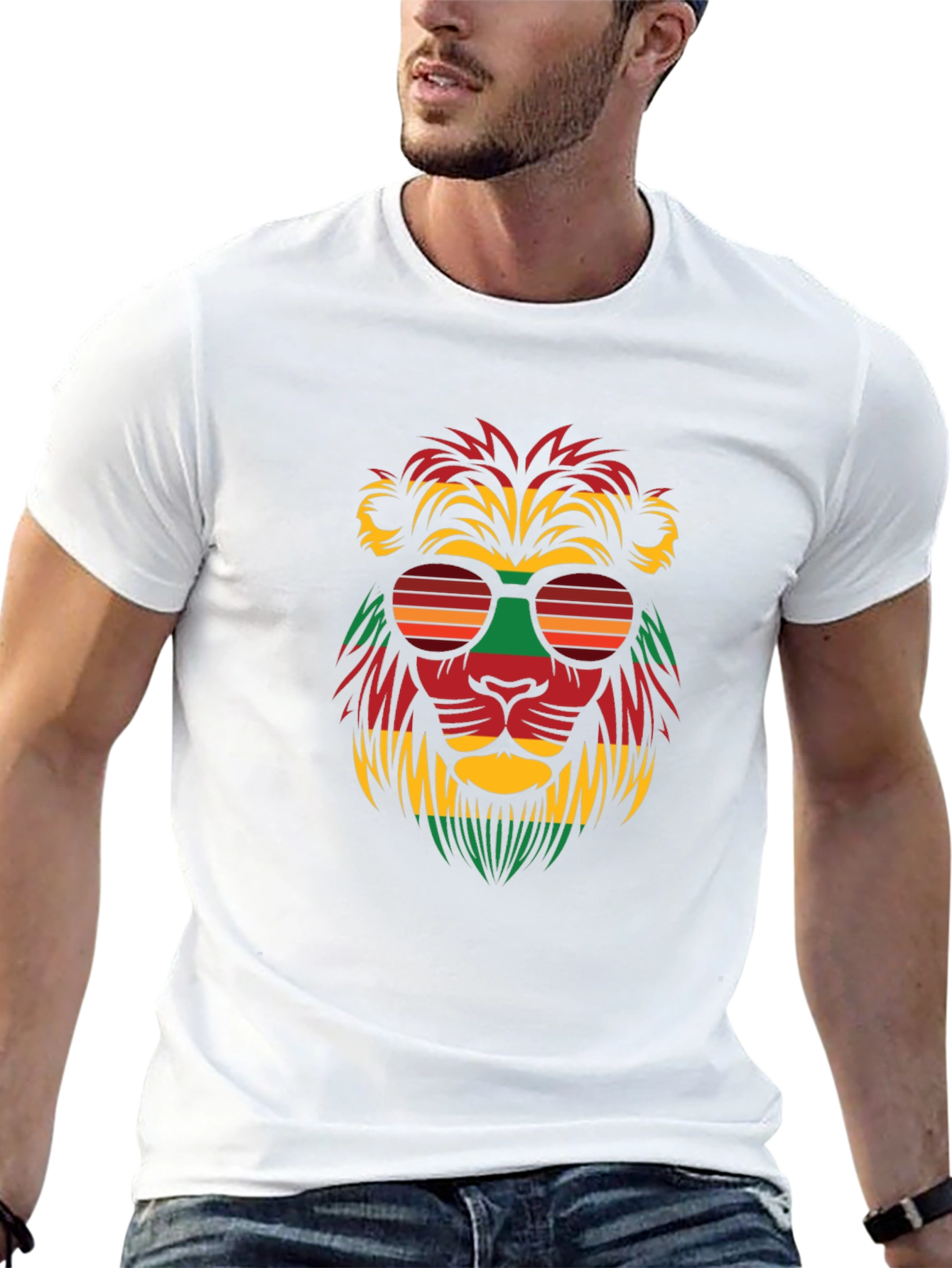 Cool Reggae Lion Graphic Tee - Black