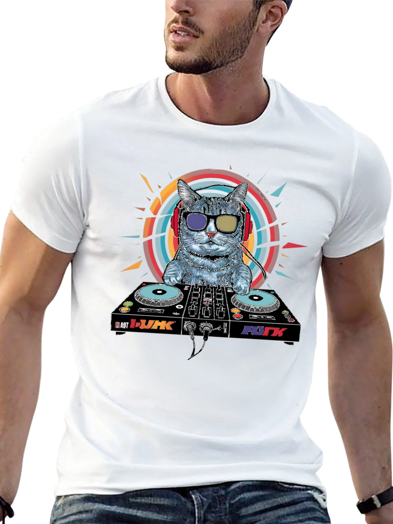 DJ Cat Graphic T-Shirt - Music Lover Apparel