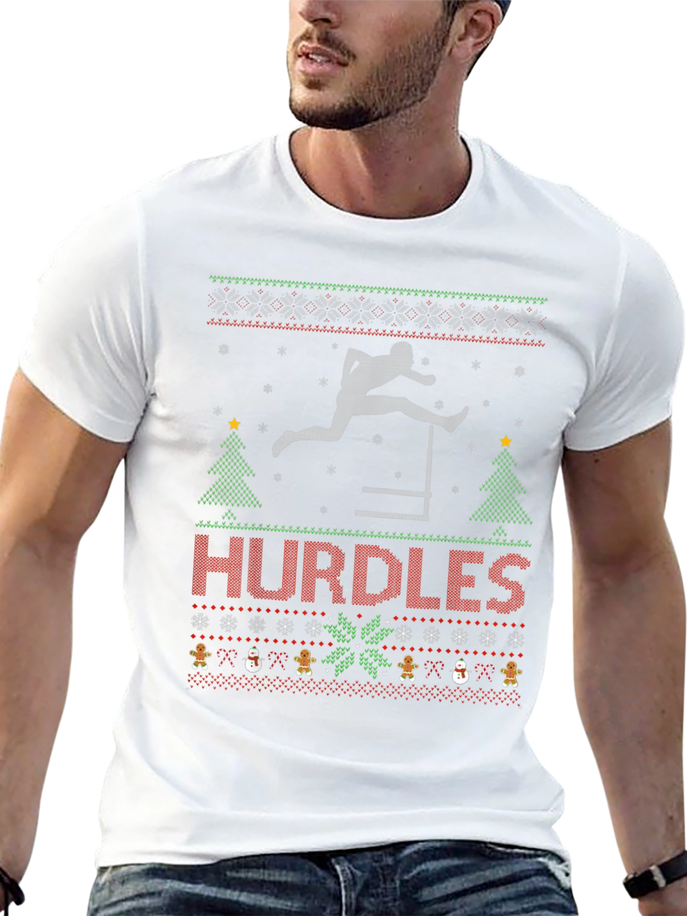 Hurdles Ugly Christmas Sweater T-Shirt - Track & Field