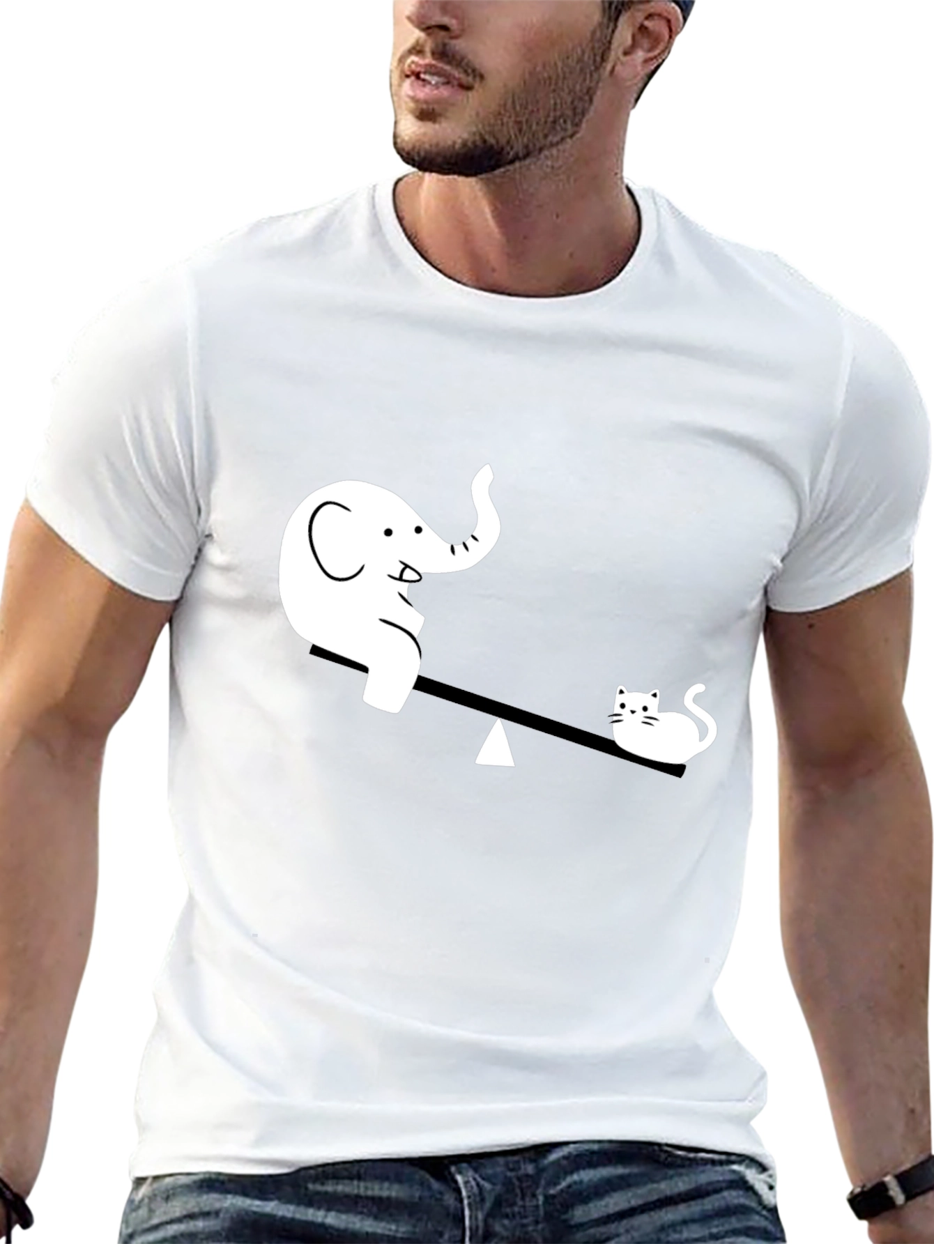Elephant vs. Cat Tee - Funny Graphic T-Shirt