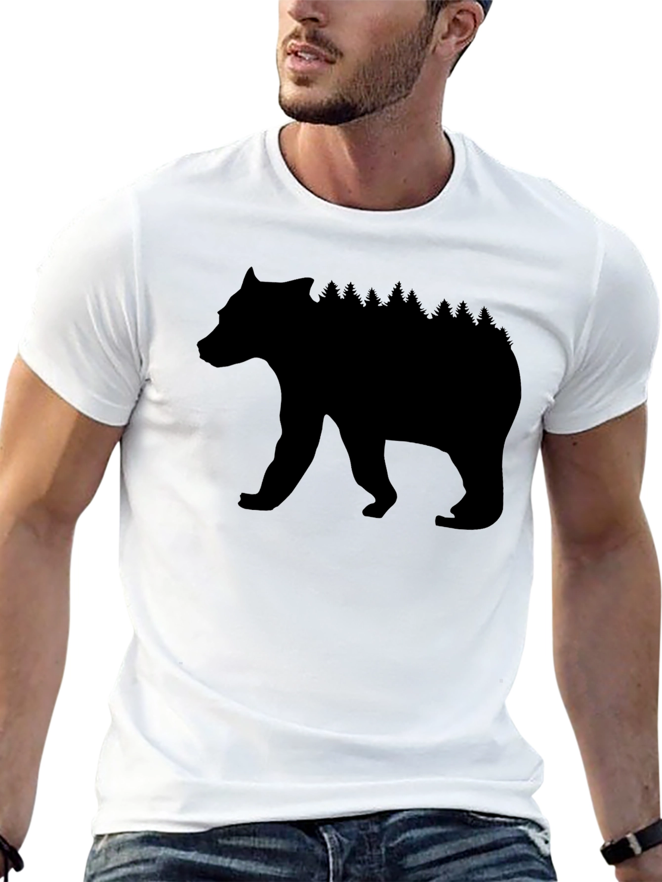 Bear Silhouette T-Shirt - Nature Inspired Design
