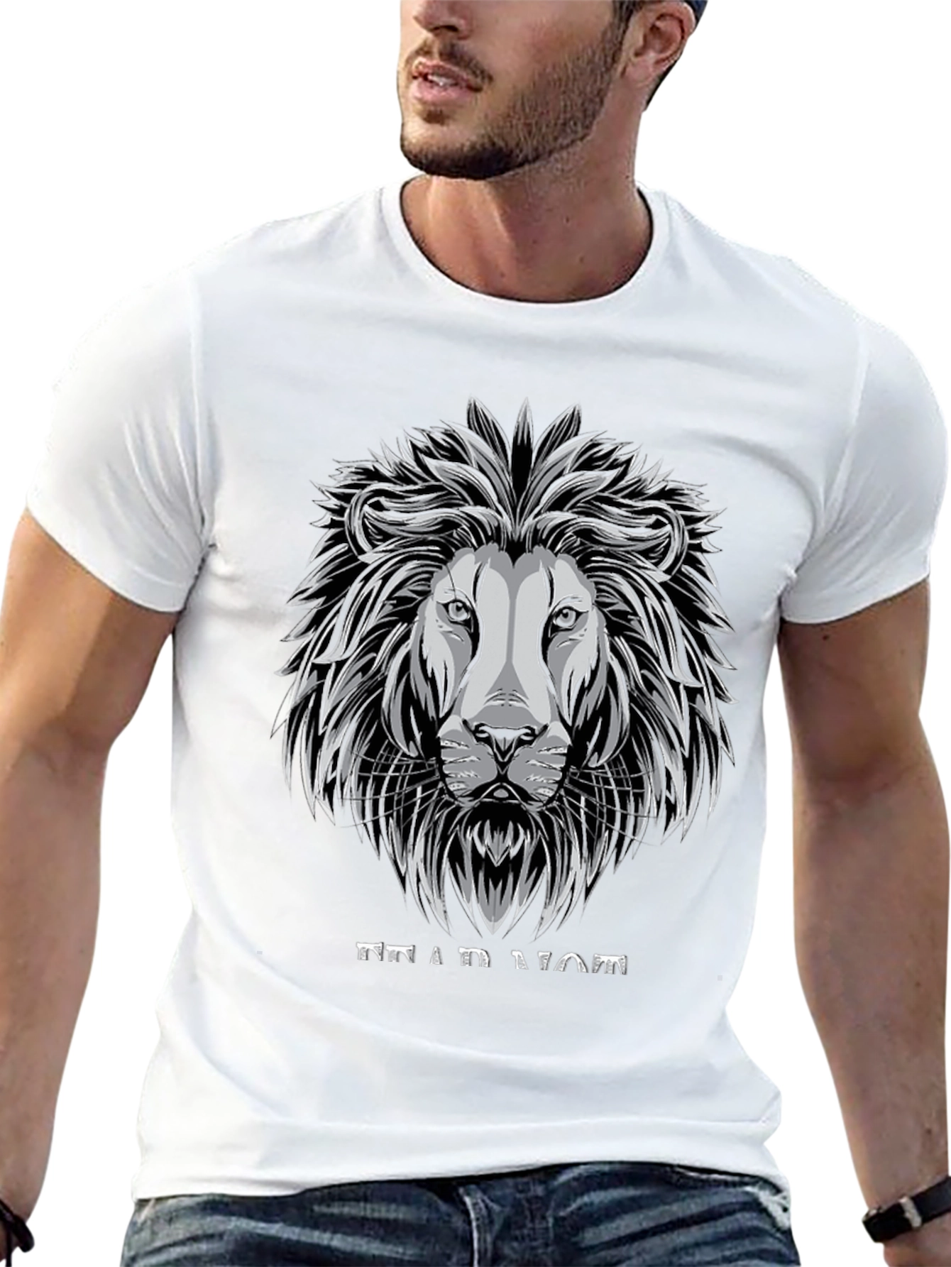 Lion Graphic Tee - Black Cotton T-Shirt