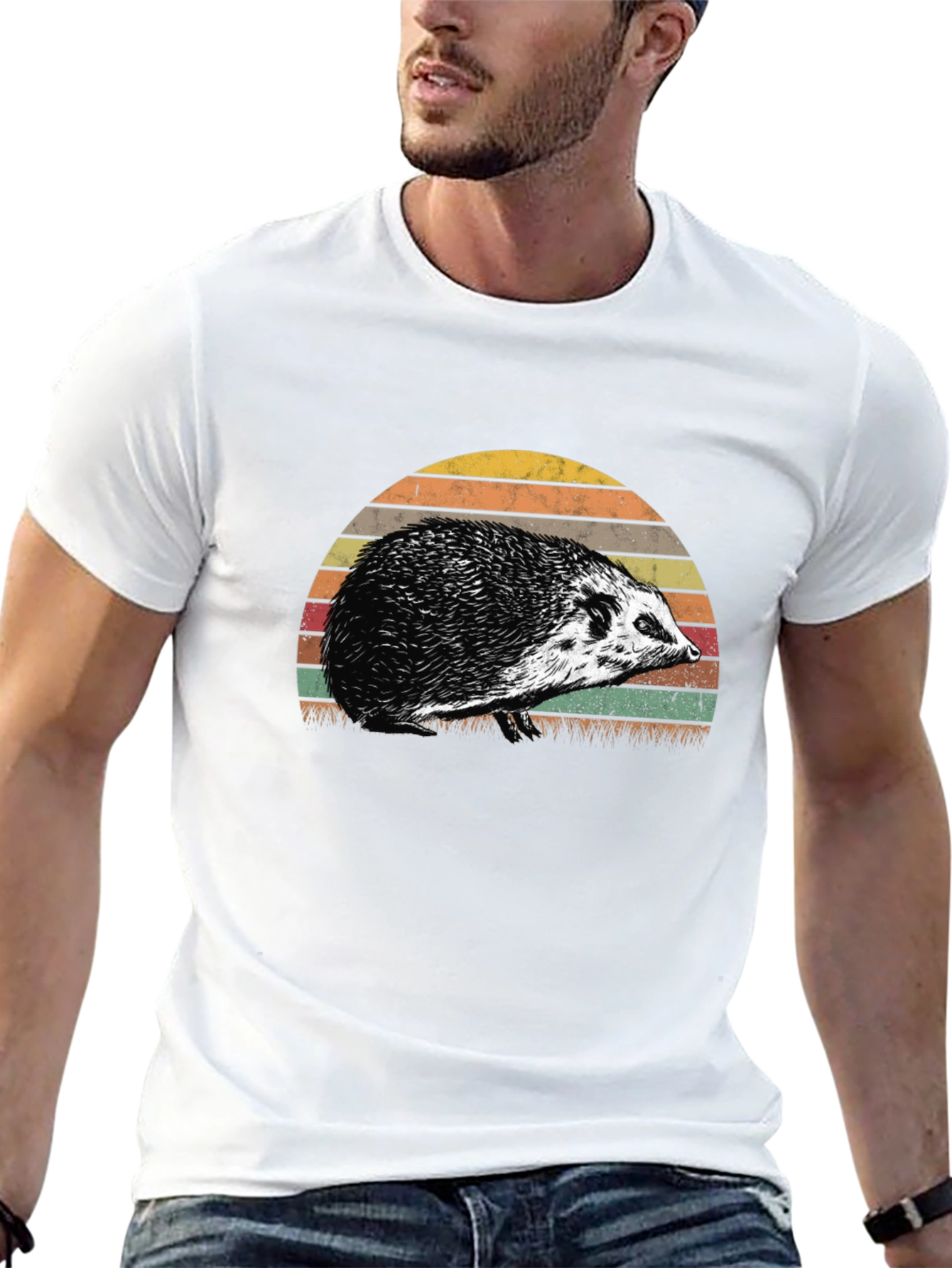 Retro Hedgehog Sunset Graphic Tee