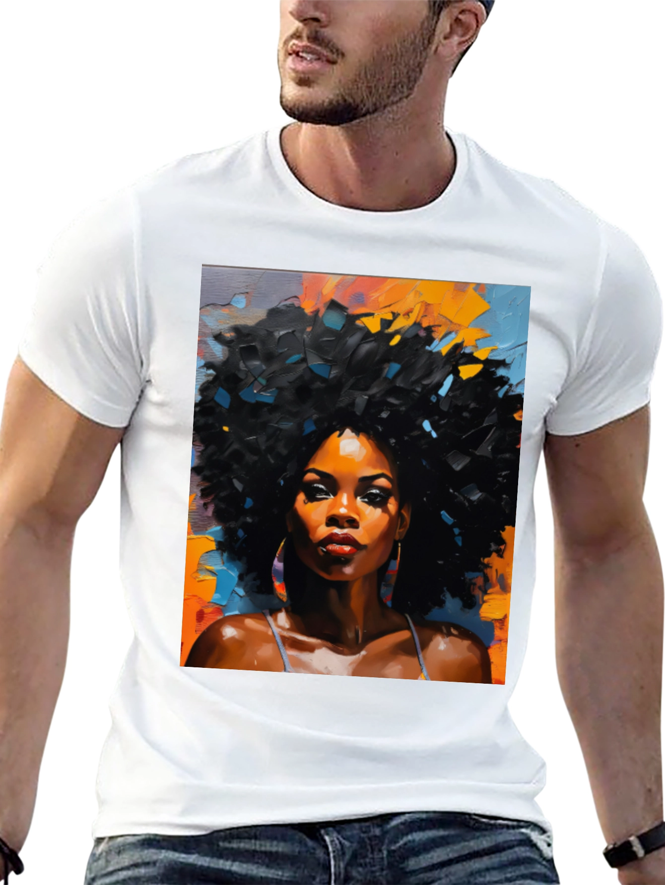 Black Woman Art Graphic Tee - Stylish Casual Wear