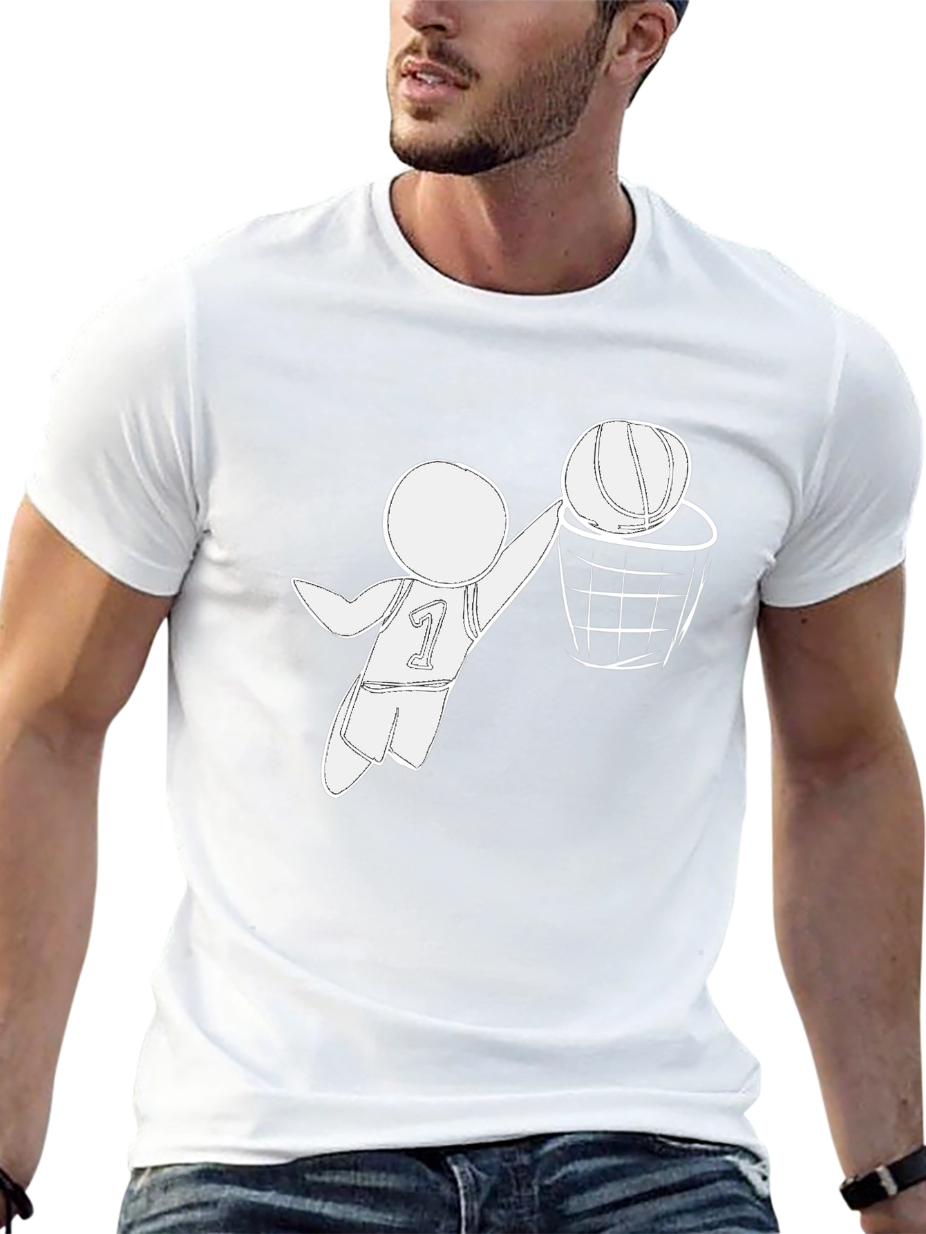Basketball Player Graphic T-Shirt - Black