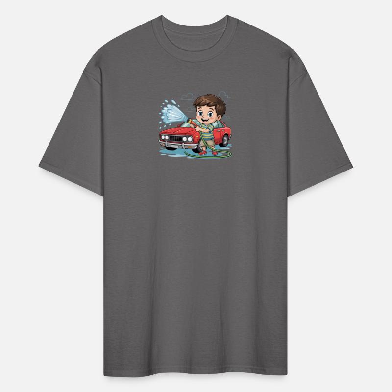 Happy Boy Washing Classic Car