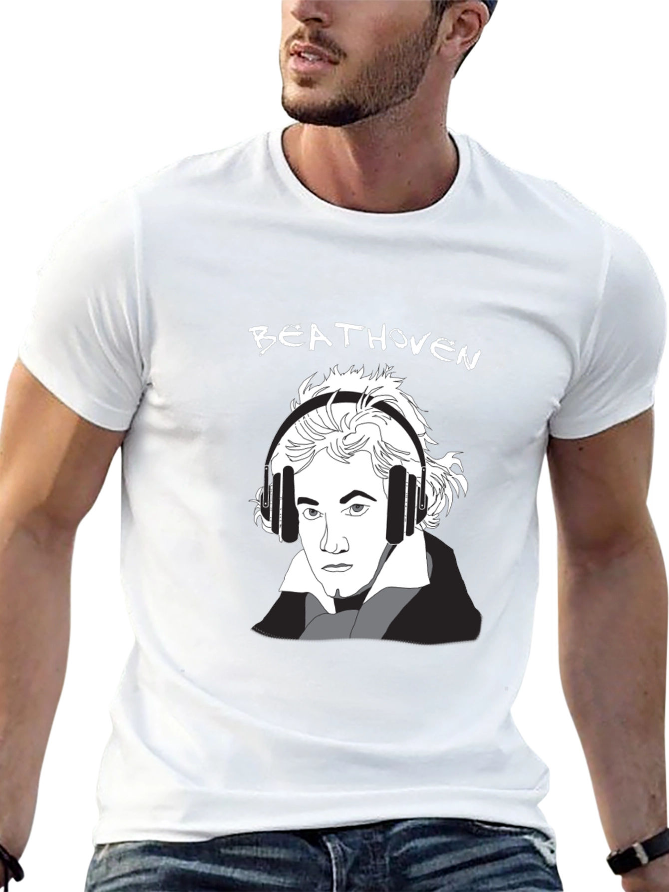 Beethoven Headphones Graphic Tee - Music Lover Shirt