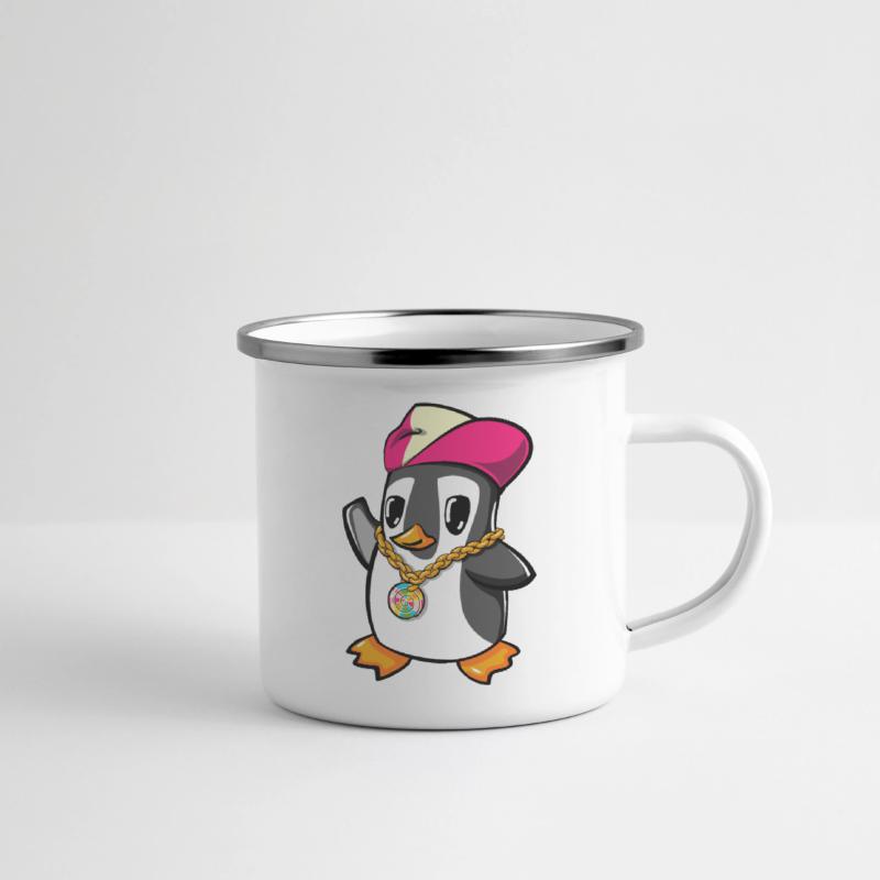 illustration of a funky cute penguin in a hip hop