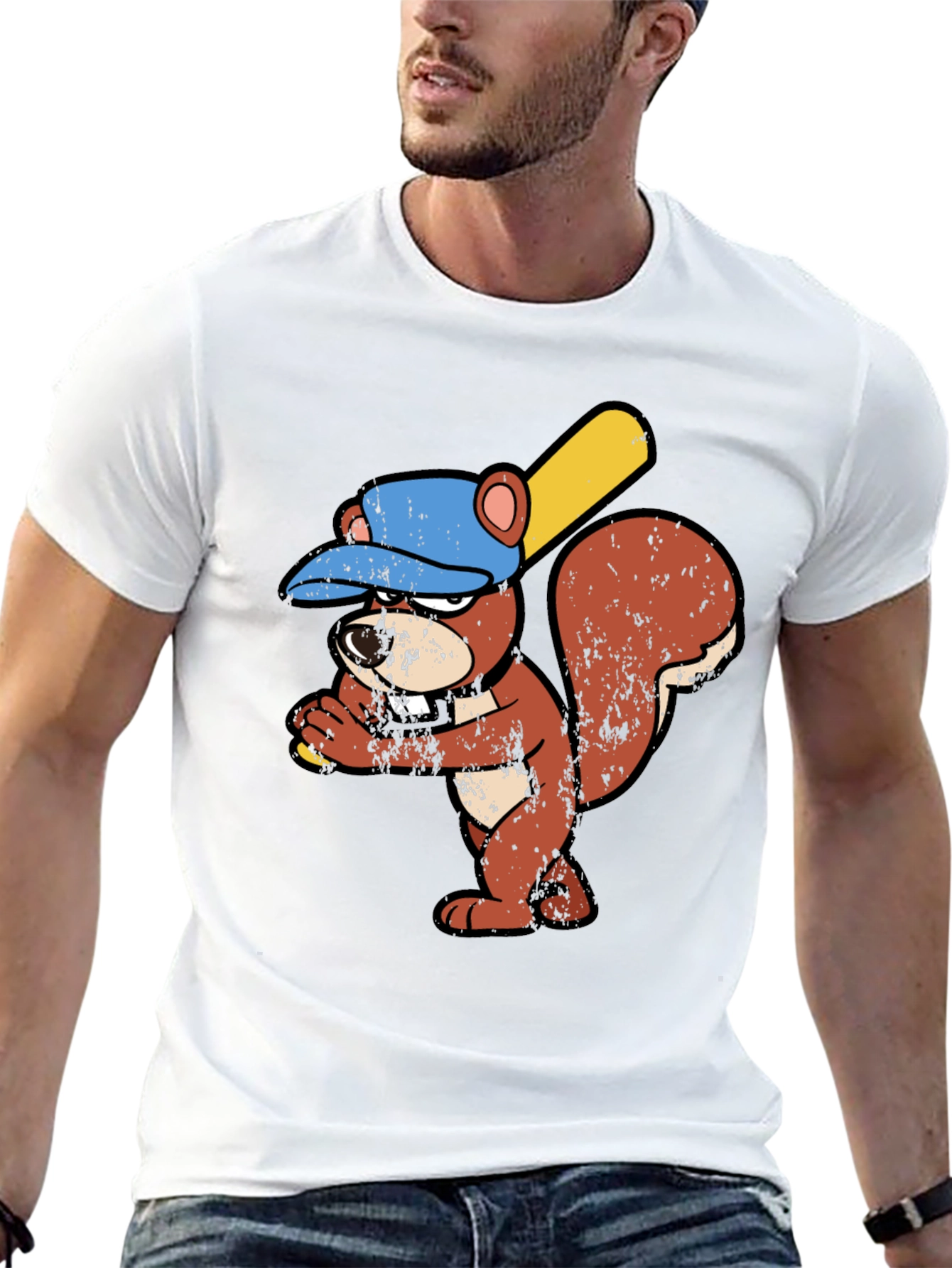 Baseball Squirrel Graphic T-Shirt