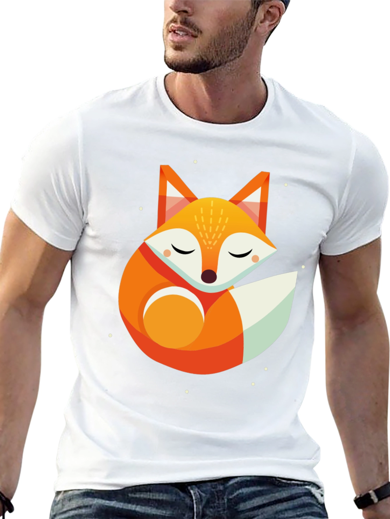 Geometric Fox Graphic Tee - Unisex Black T-Shirt