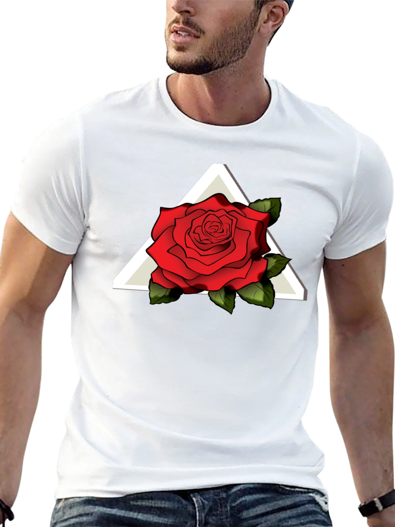 Rose and Triangle Graphic T-Shirt