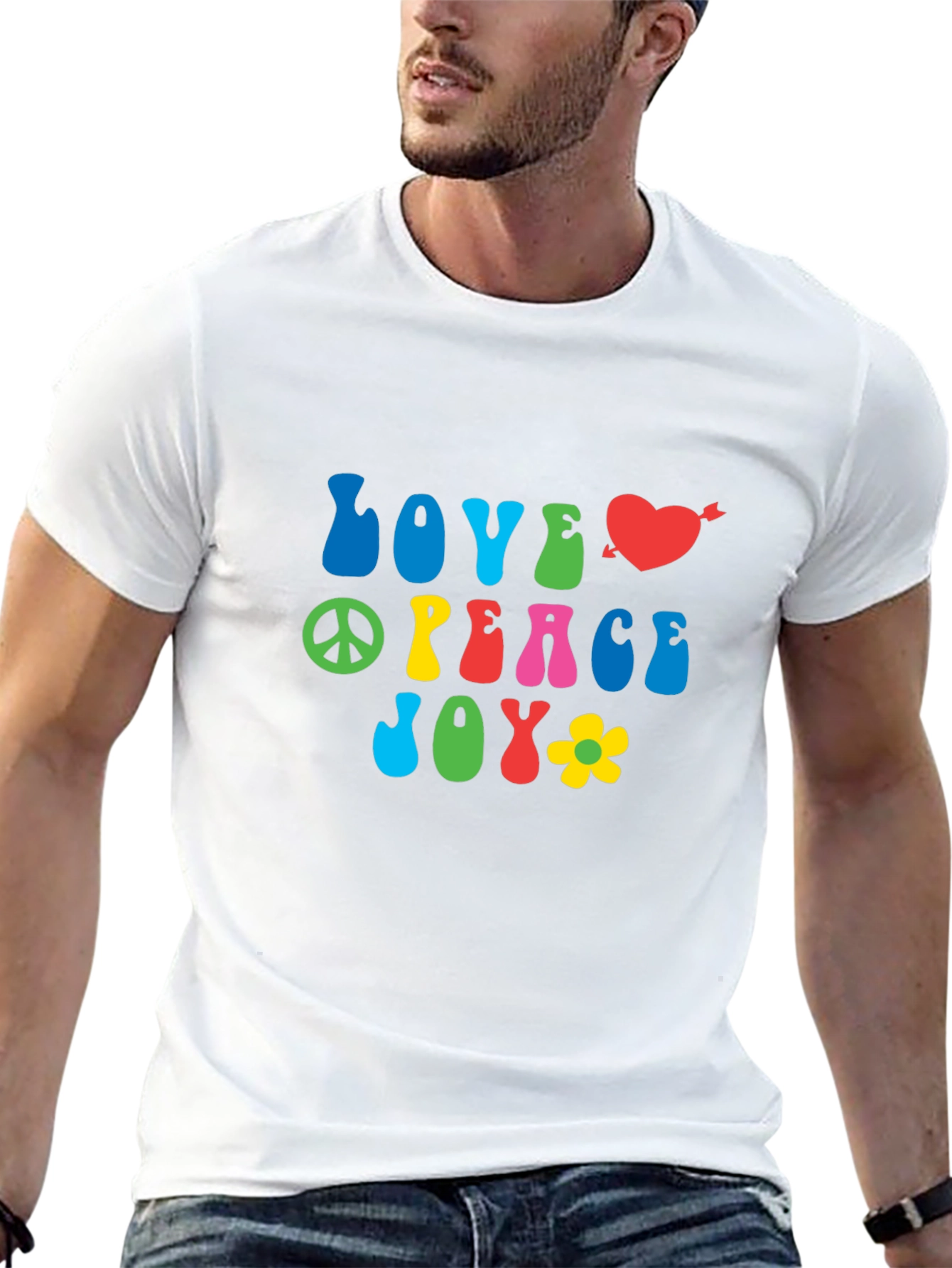 Love Peace Joy Graphic Tee - Retro Style