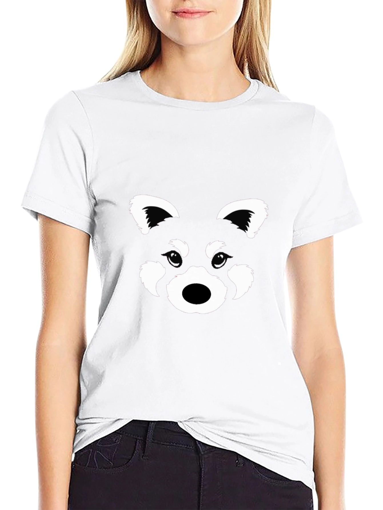 Red Panda Face Graphic Black T-Shirt