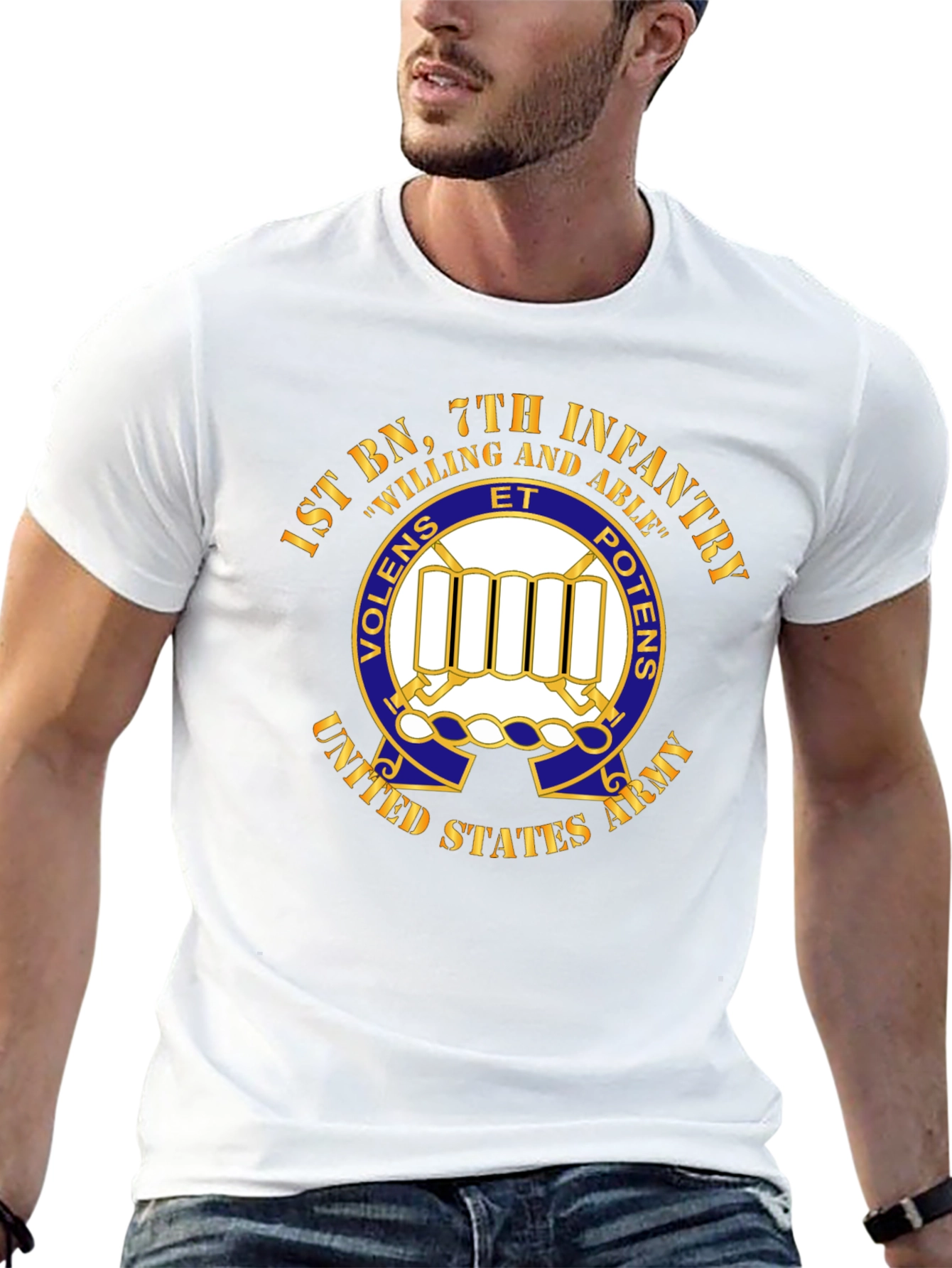 1st BN 7th Infantry Willing and Able T-Shirt