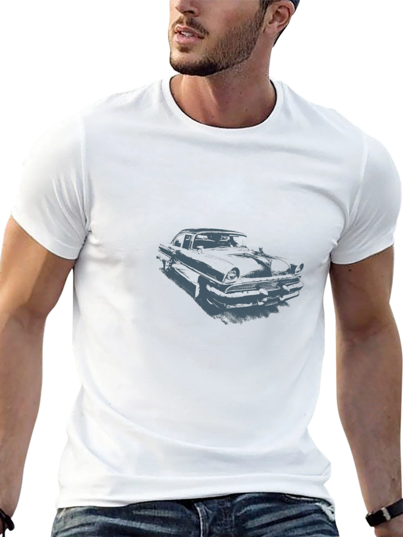 Mens Black Graphic Tee - Unique Design