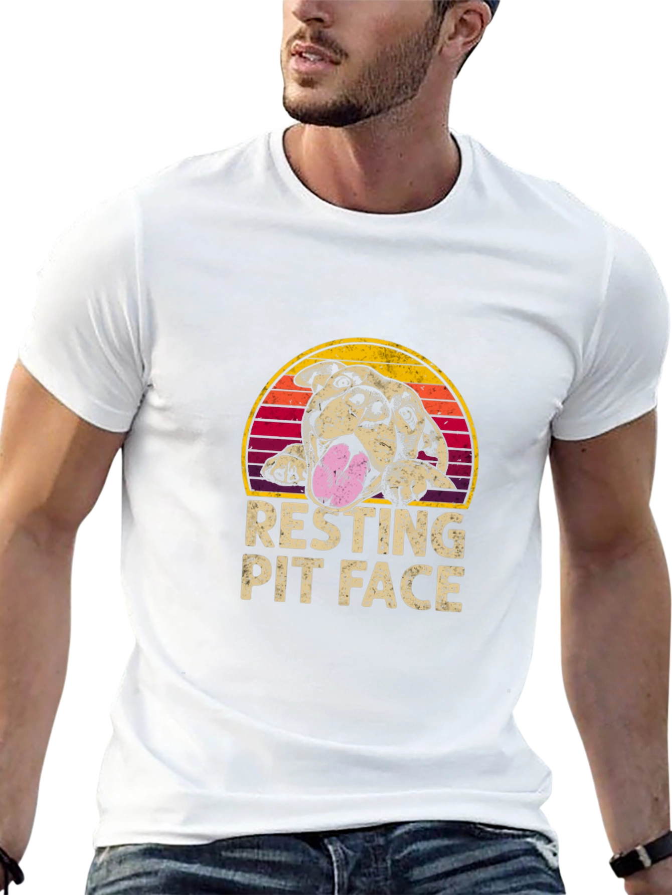 Resting Pit Face T-Shirt - Dog Lover Tee