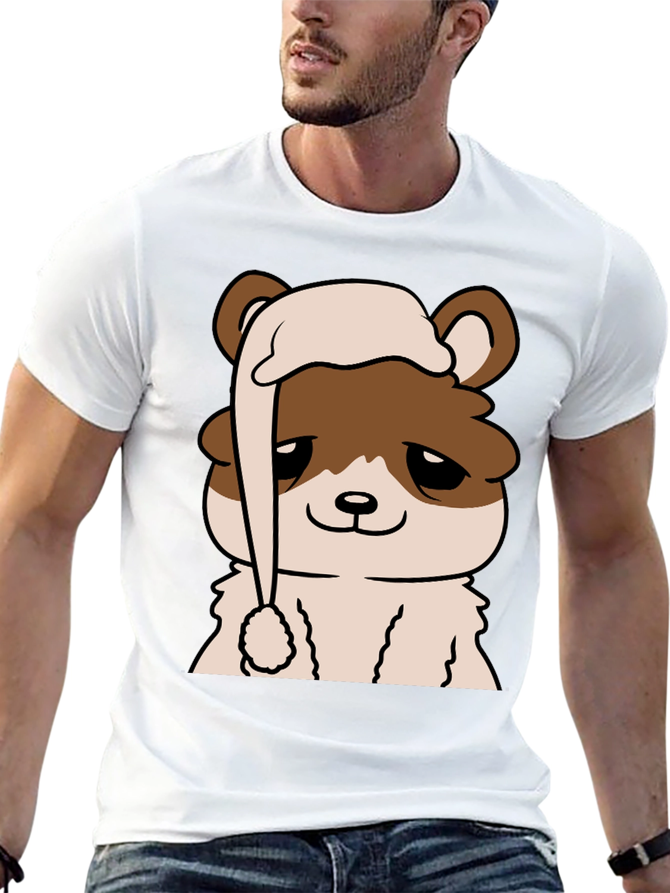 Cute Bear in Nightcap Graphic T-Shirt