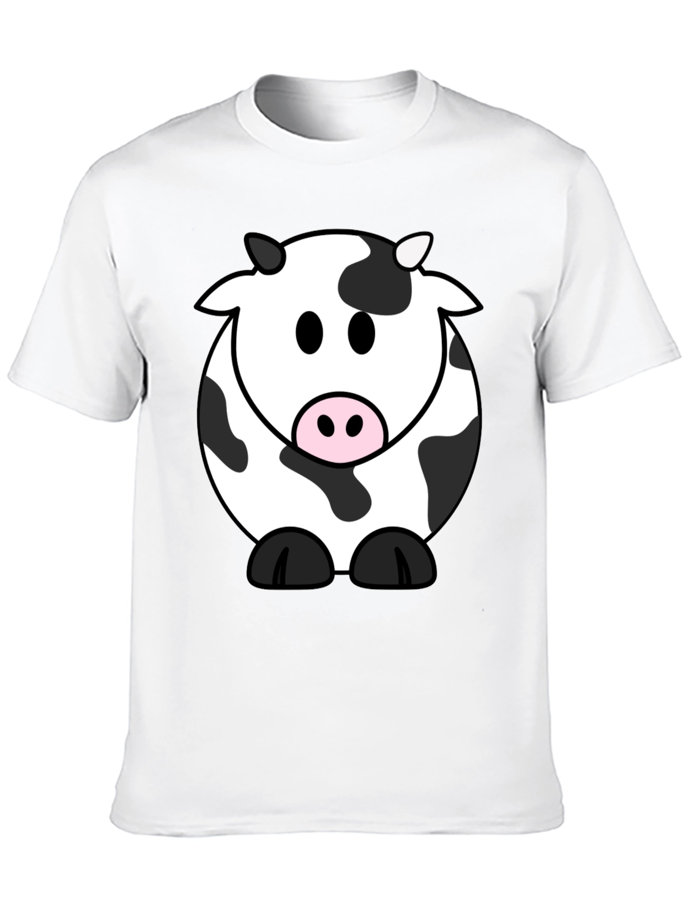 Cartoon Cow Graphic Tee - Black
