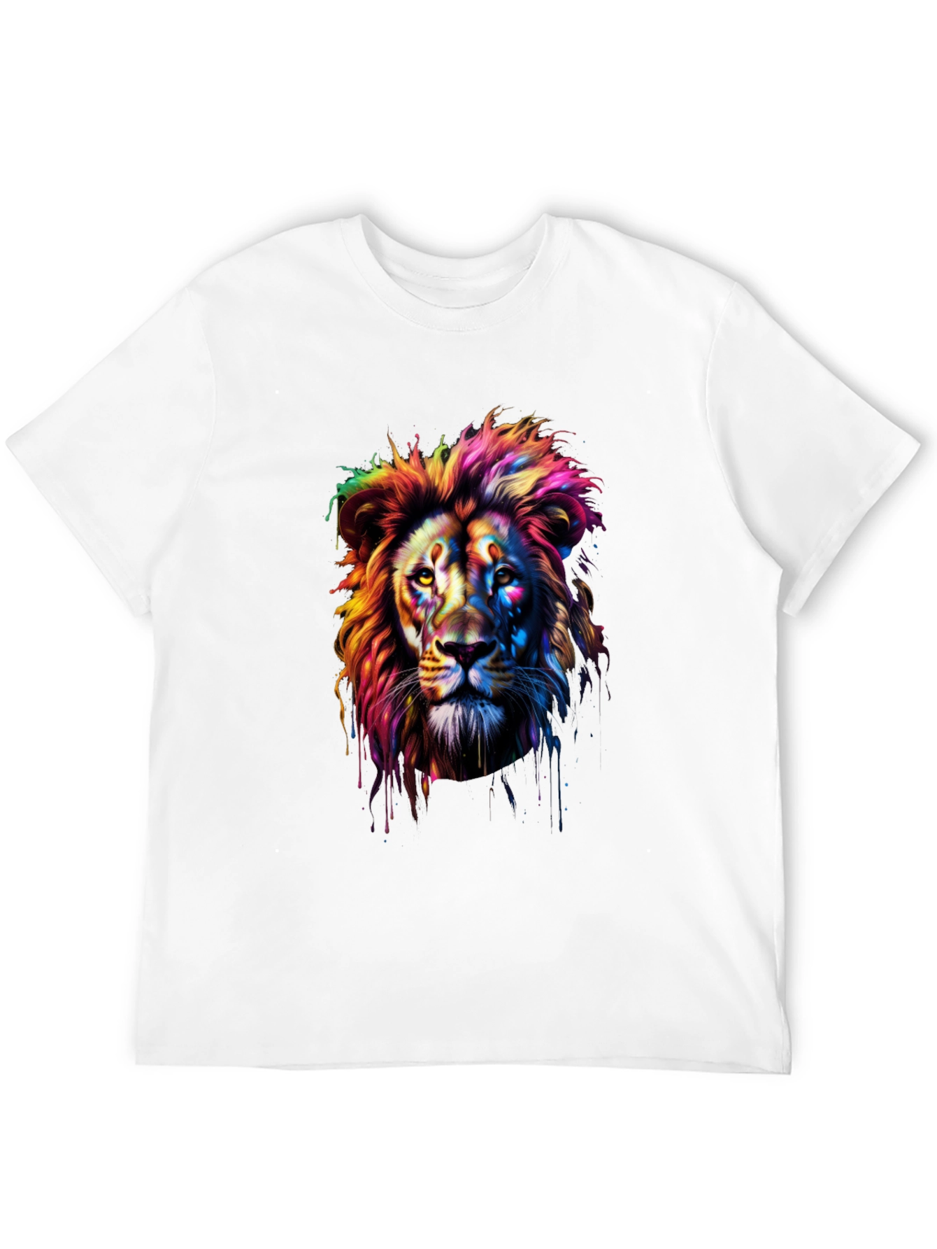 Rainbow Lion Graphic T-Shirt - Bold Artistic Design