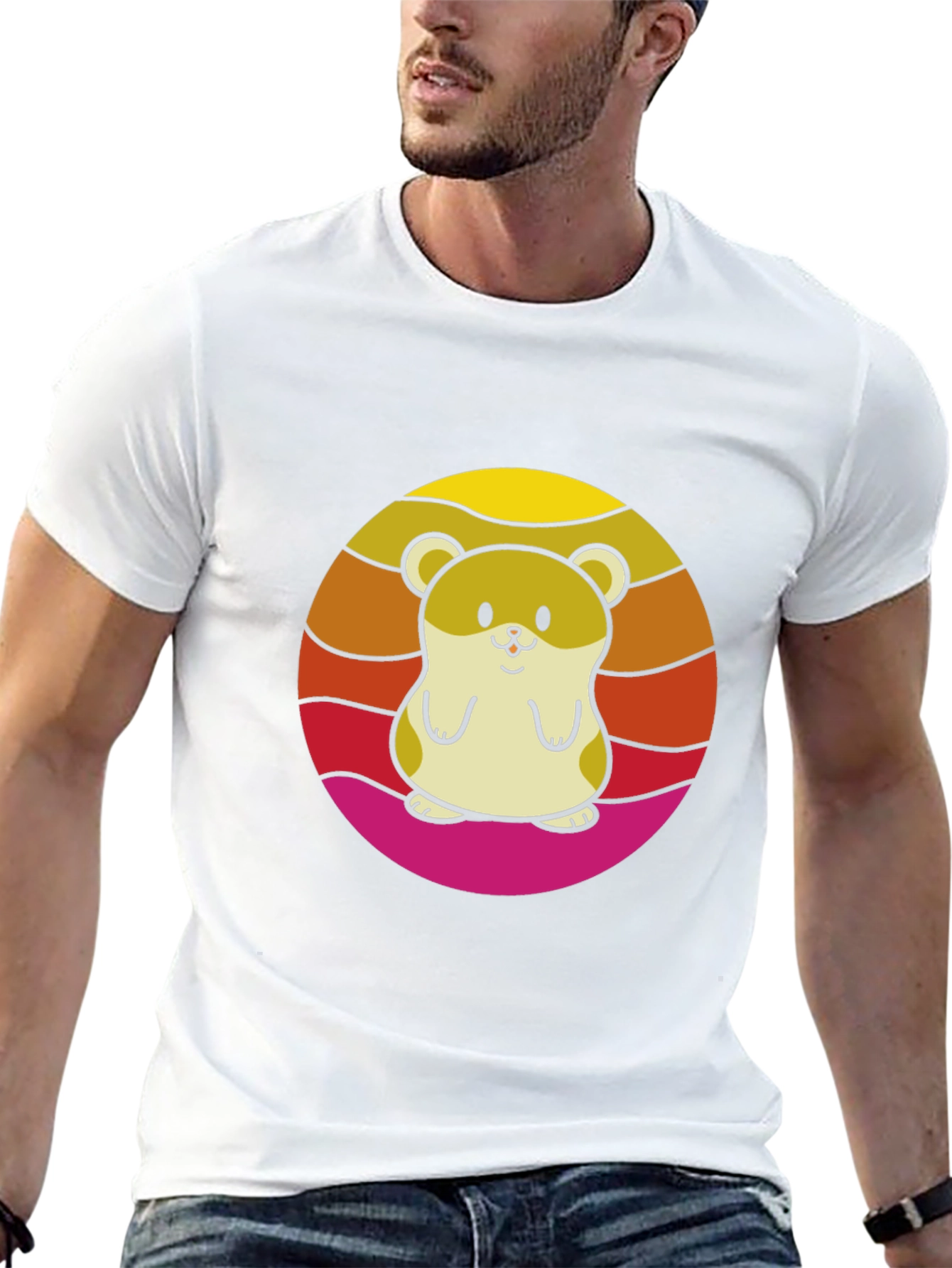Cute Hamster Sunset Graphic T-Shirt