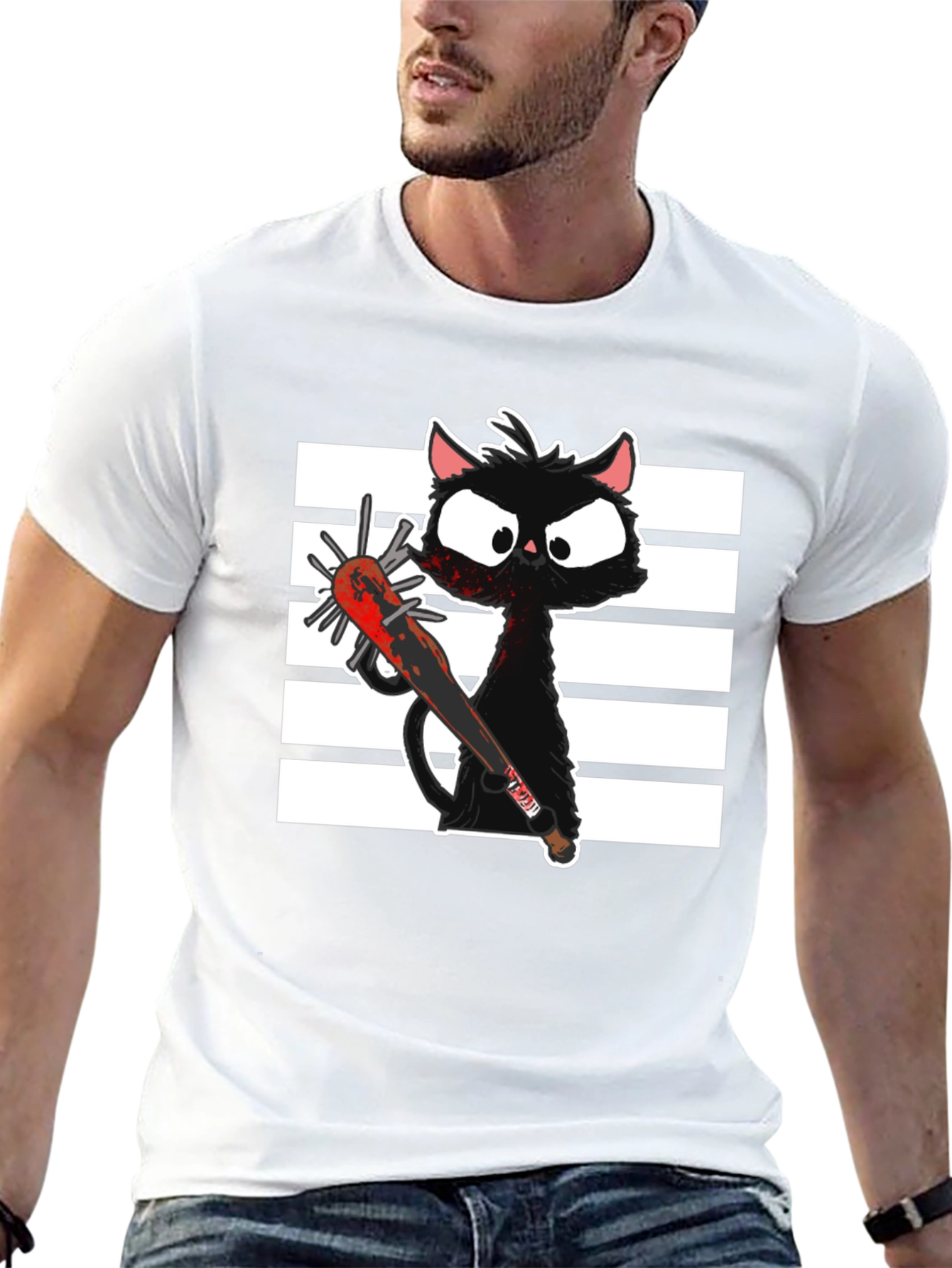 Spooky Cat T-Shirt - Graphic Print Tee