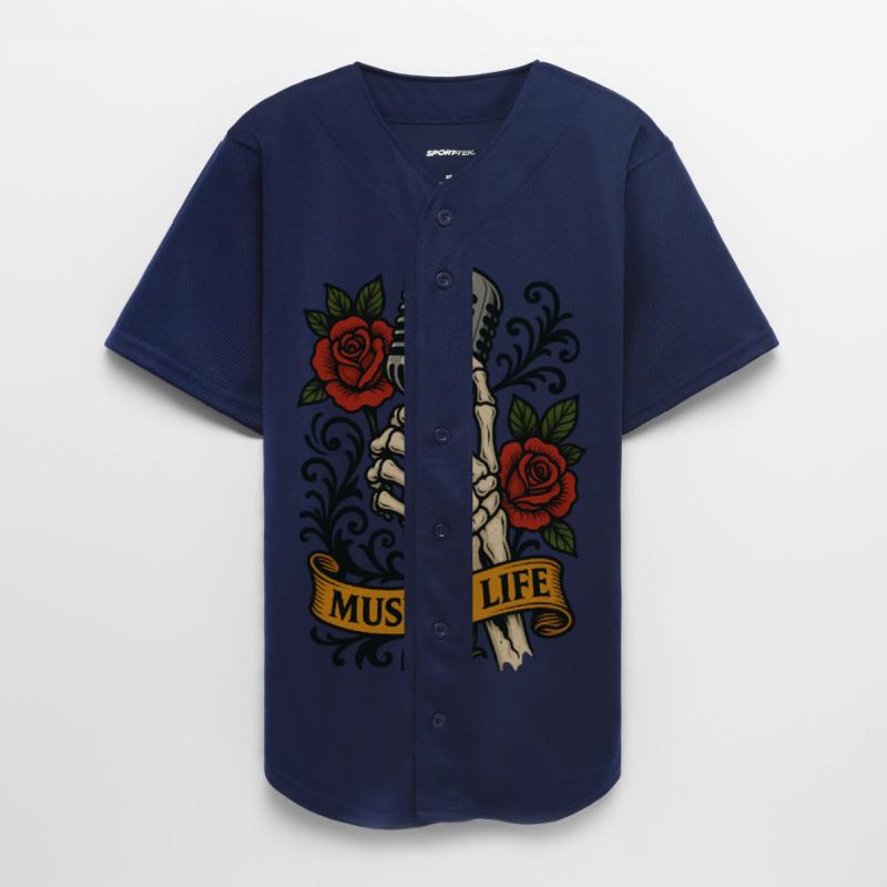 Music is Life - Skeleton Hand Holding Microphone