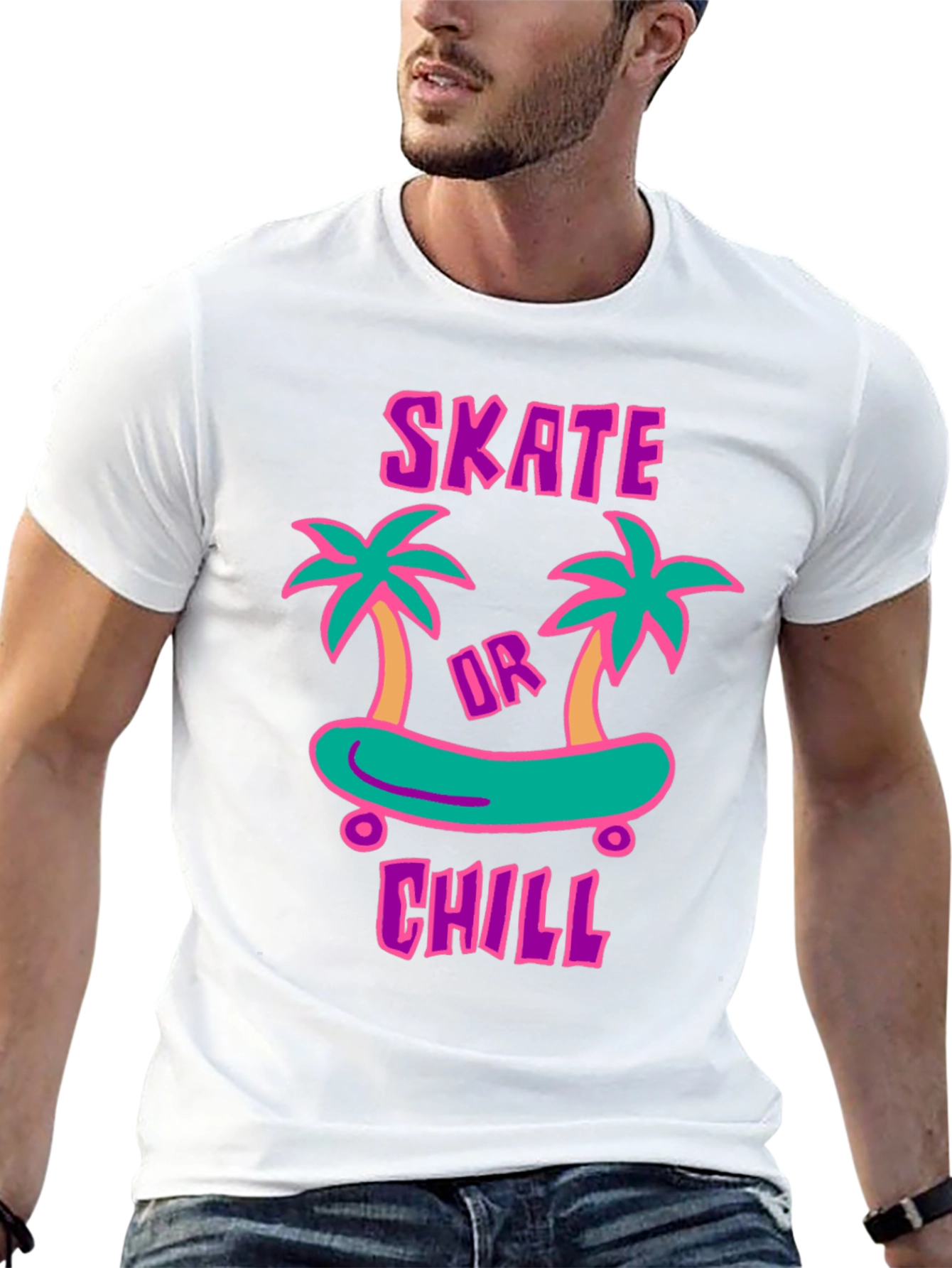 Skate or Chill Graphic T-Shirt - Casual Style