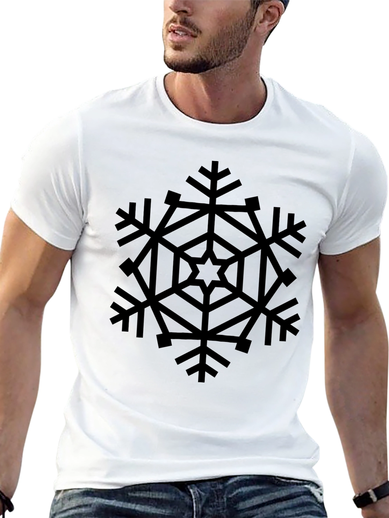 Black Snowflake Graphic Tee - Stylish Winter Apparel