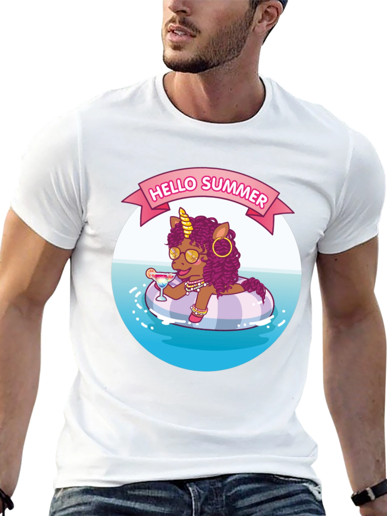 Summer Unicorn Black T-Shirt