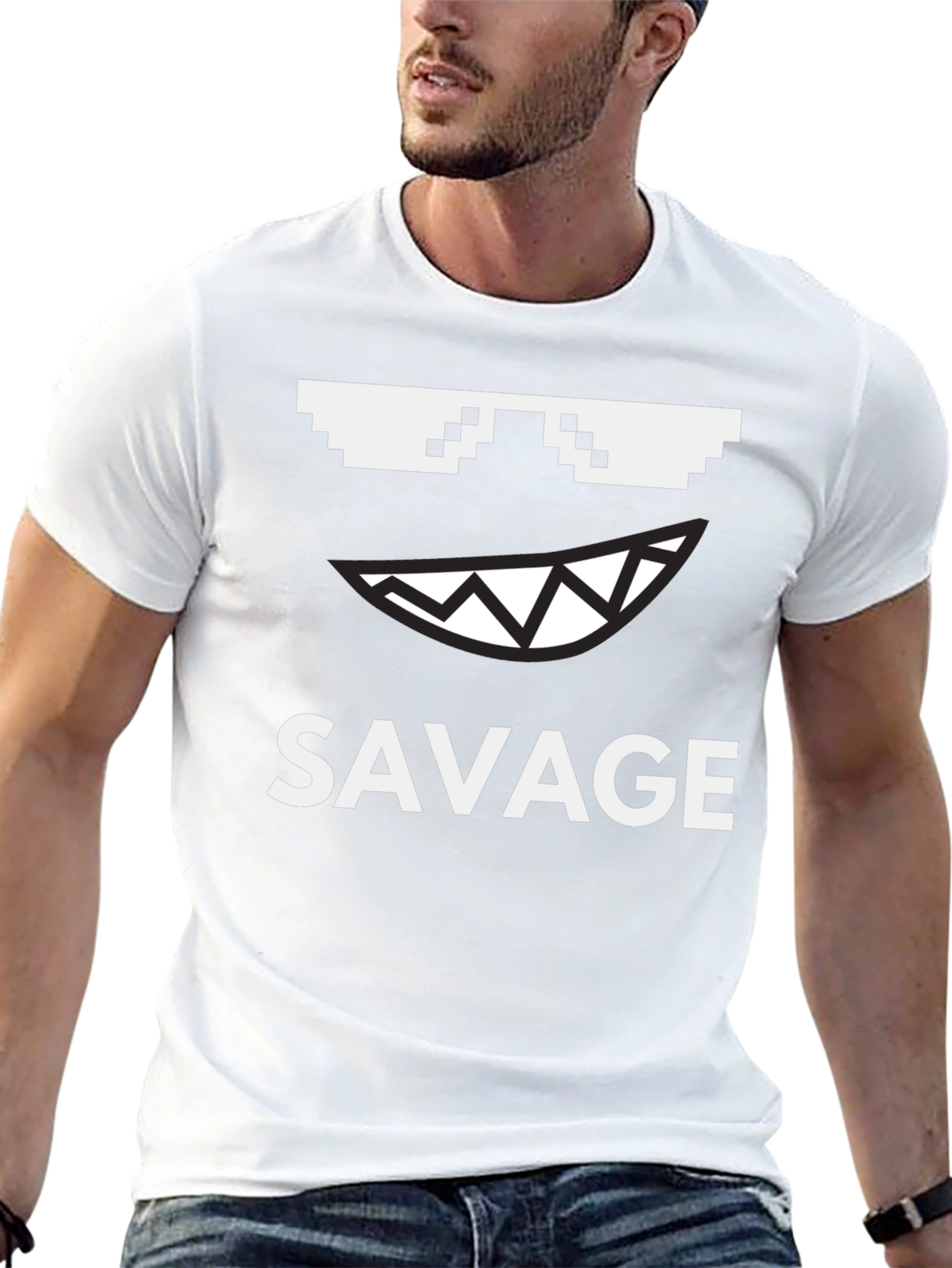 Savage Graphic Tee - Pixel Sunglasses